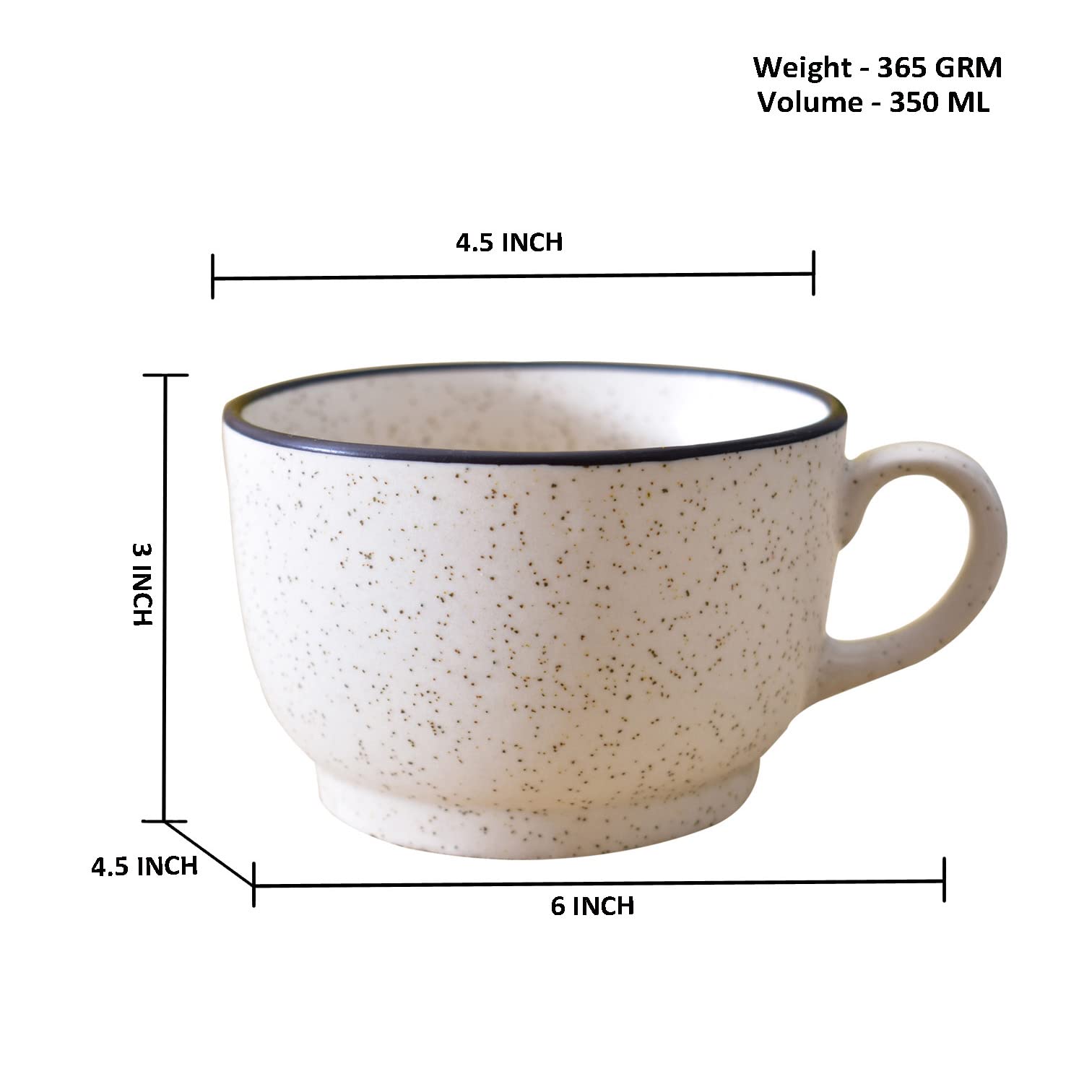 Kunhar Ceramic Soup Mug - White Matt, 1 Piece - Image 2