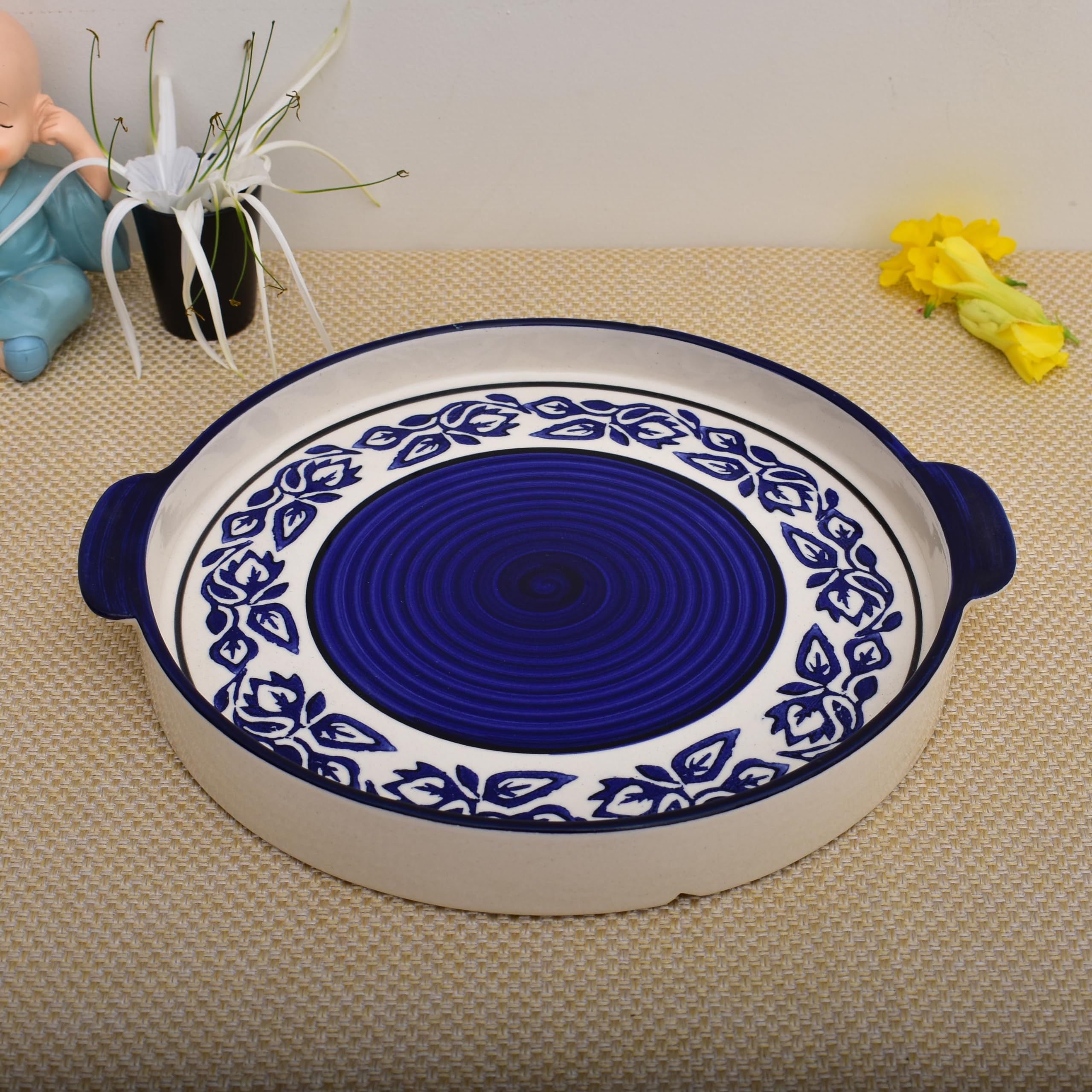 Kunhar Ceramic Morning Set, Blue Flower (1 Tray, 4 Cups 150 ml and 1 Teapot 650 ml) - Image 4