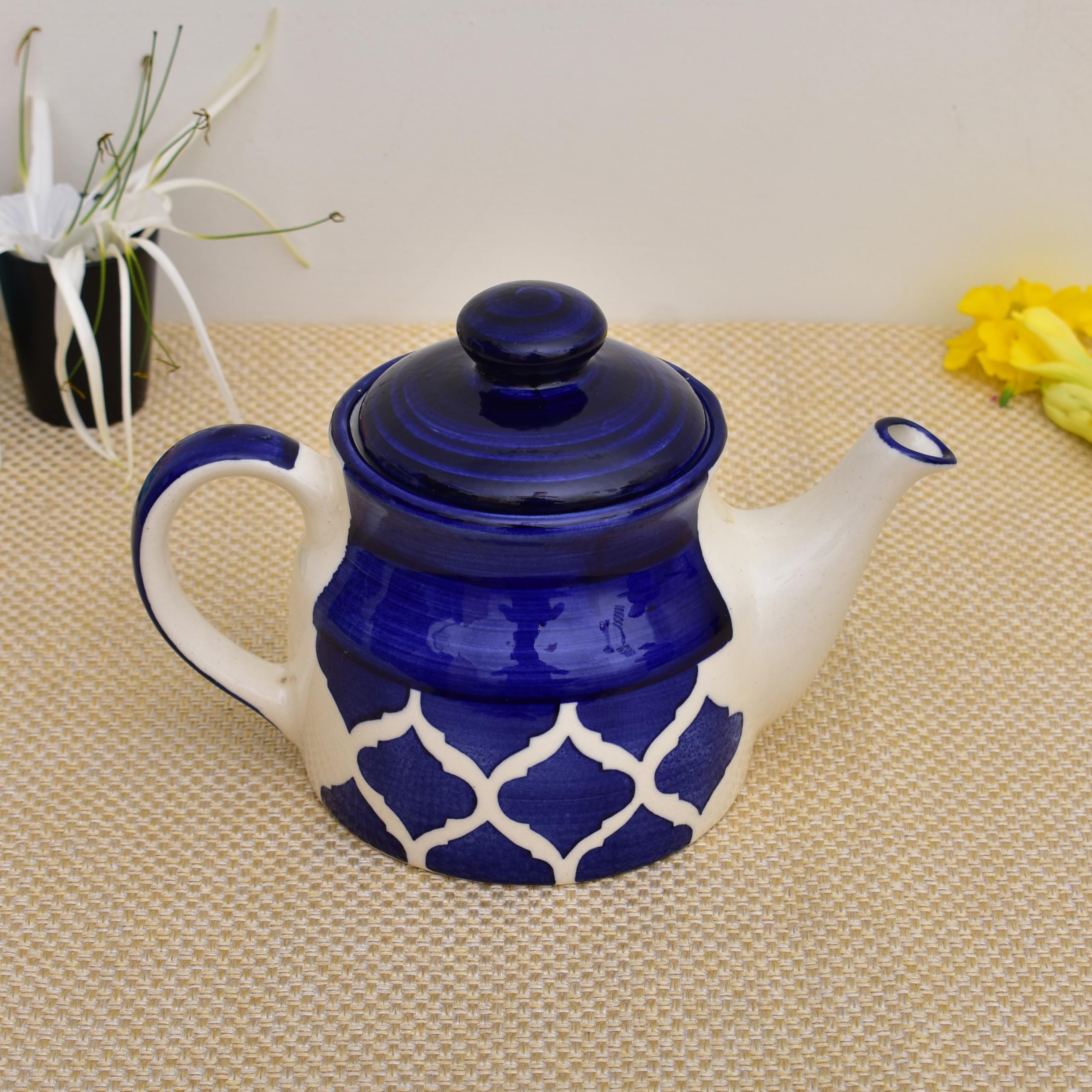 Kunhar Ceramic Morning Set, Blue Vine (1 Tray, 4 Cups 150 ml and 1 Teapot 650 ml) - Image 4