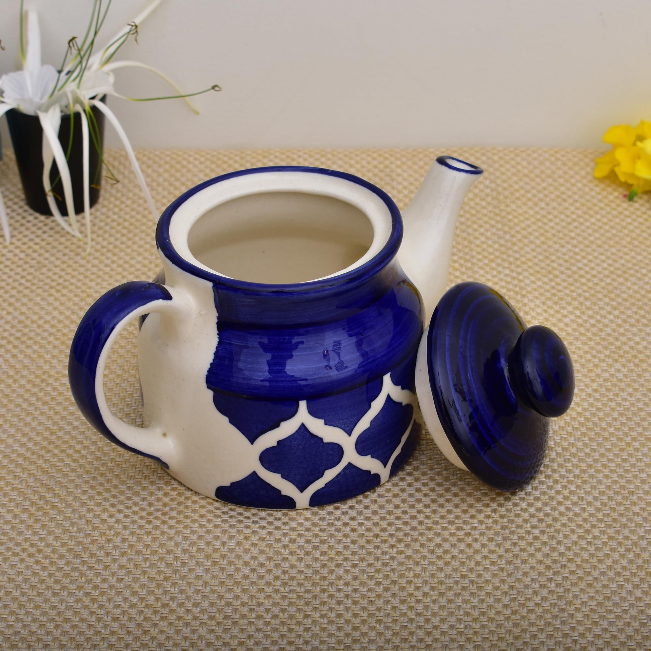 Kunhar Ceramic Morning Set, Blue Vine (1 Tray, 4 Cups 150 ml and 1 Teapot 650 ml) - Image 5
