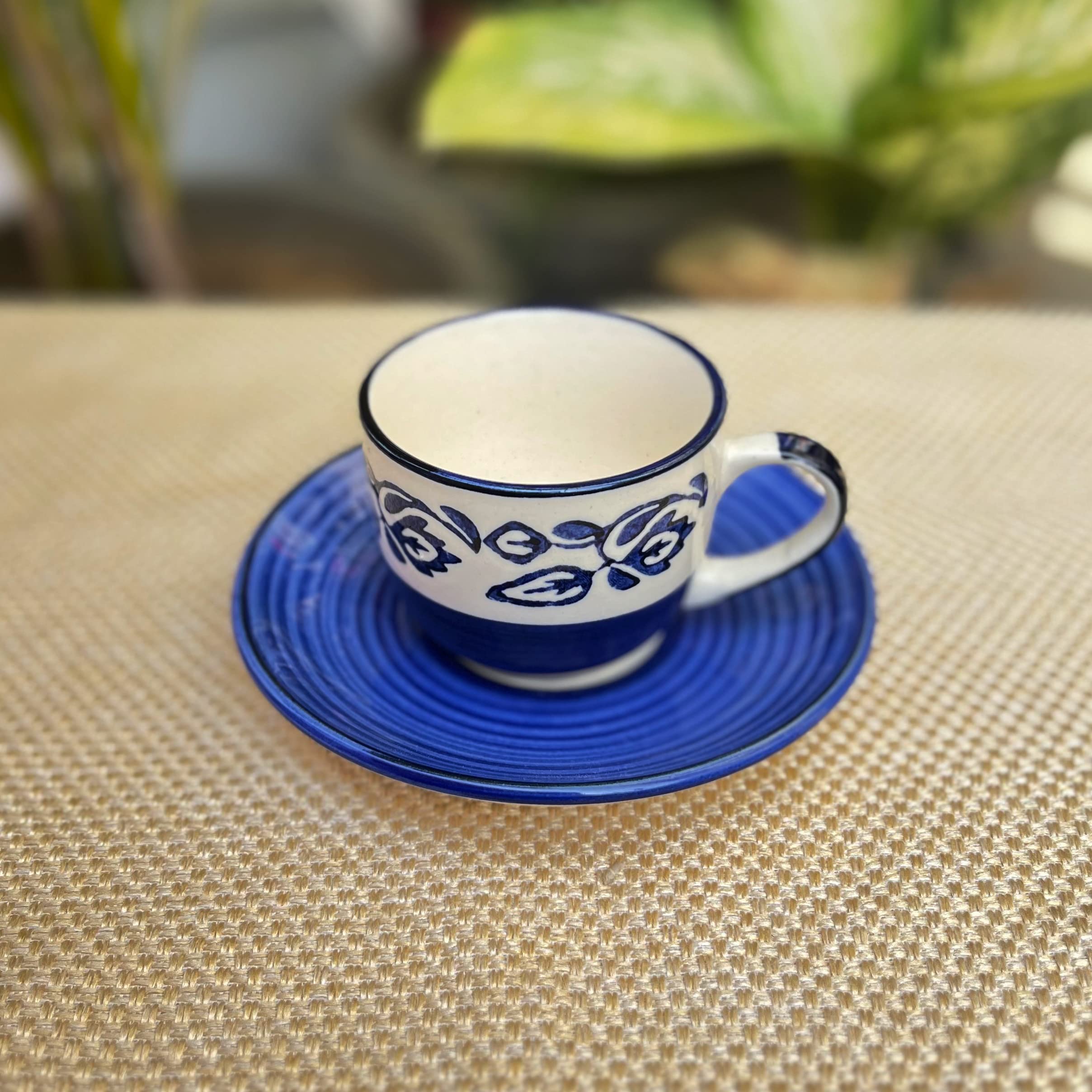 Kunhar Ceramic Morning Set, Blue Vine (6 Cups 150 ml and 6 Saucer) - Image 2