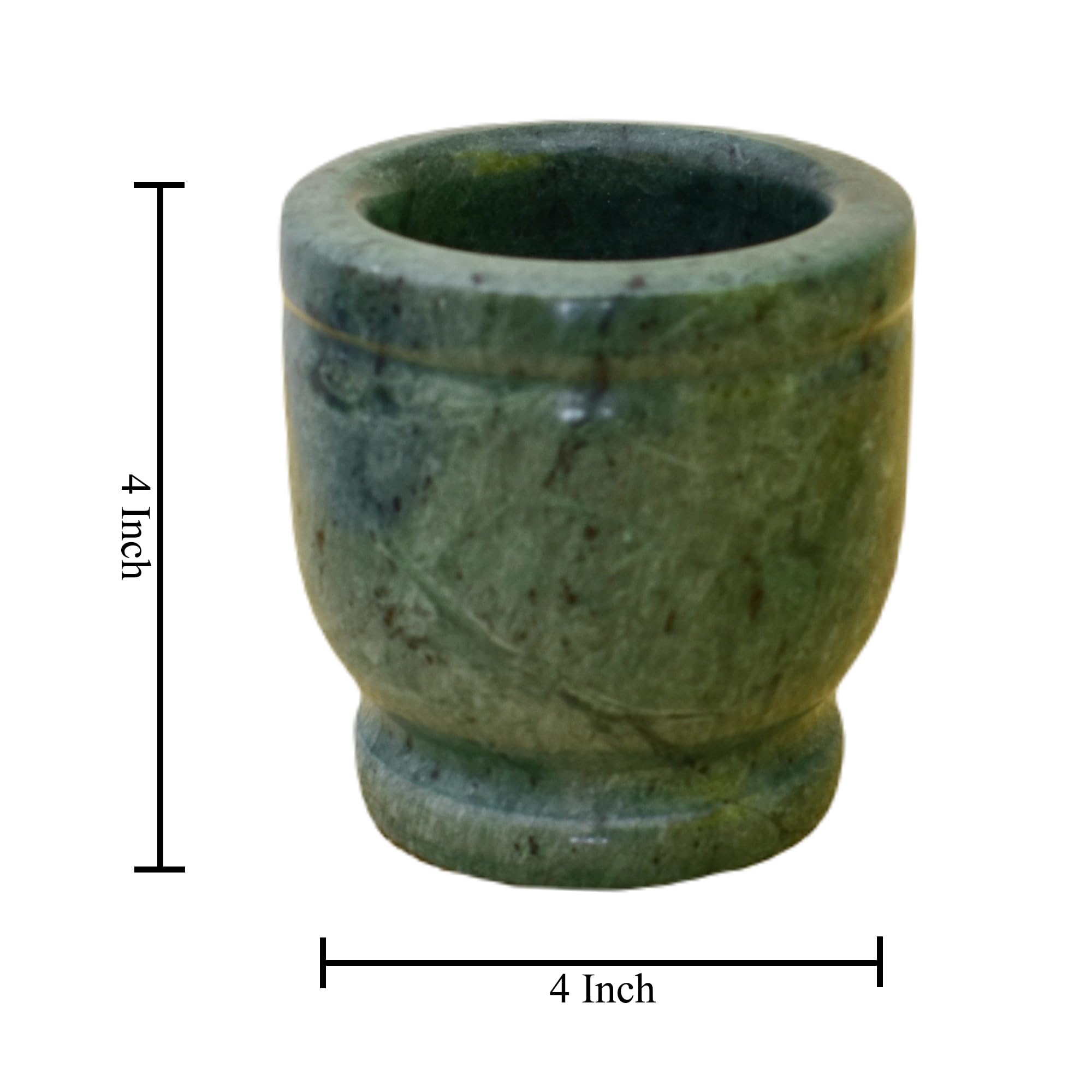 Kunhar Natural Green Marble Mortar Pestle Set Imam Dasta Ohkli Musal Kharal 4 x 4 Inches Green Full Polish Kitchen Grinding Tool - Image 3