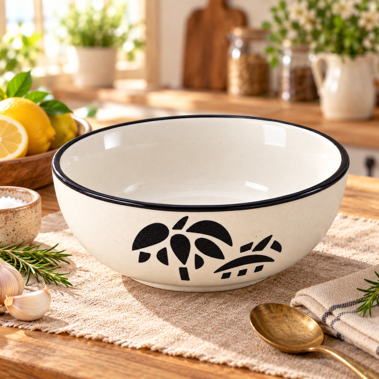 KunhaR Ceramic Serving Bowl 1500 ml, Coconut White | Large Ceramic Bowl for Salad, Pasta, Noodles, Fruits, Curry & Snacks | Premium Tableware Bowl for Kitchen & Dining | 1 Piece
