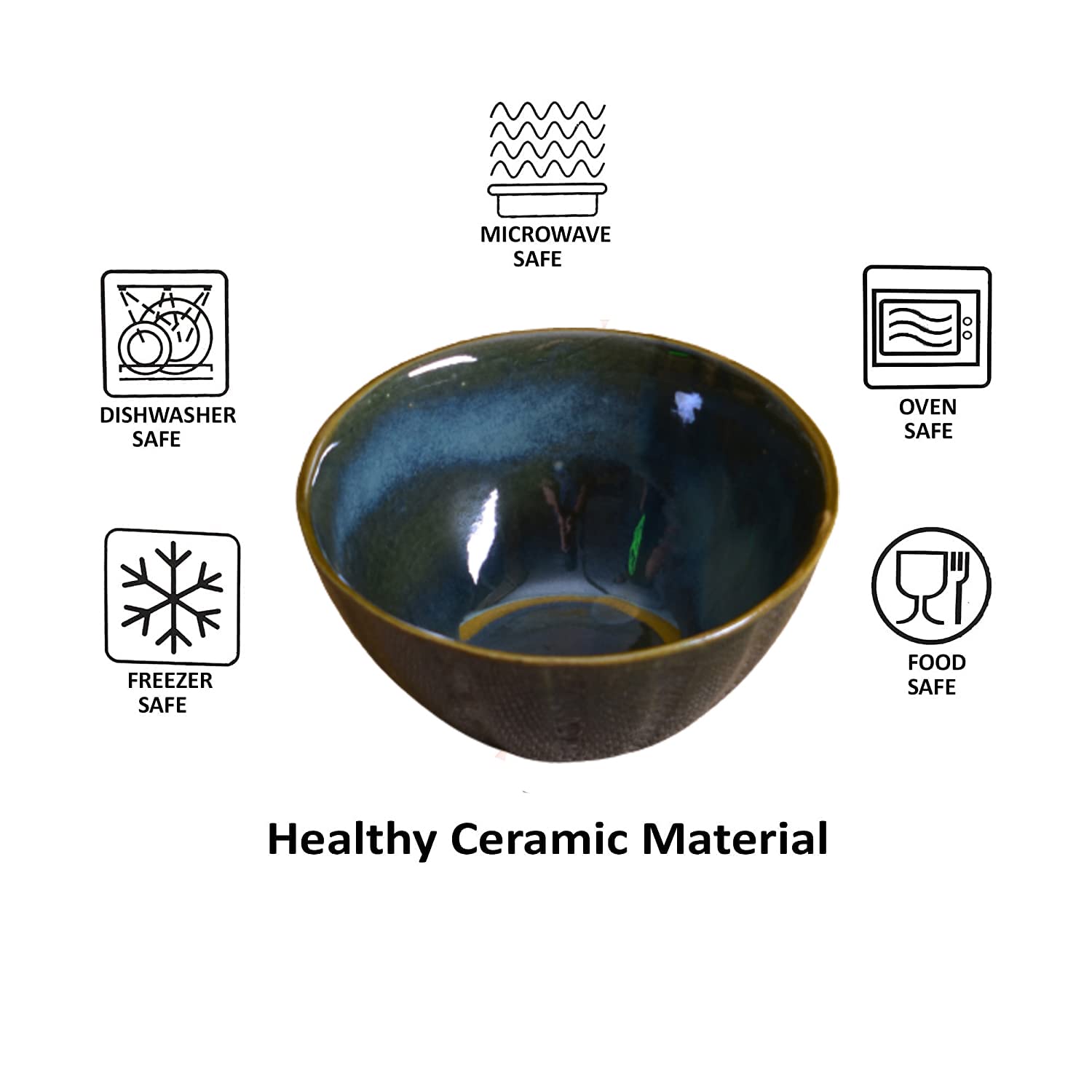 Kunhar Glazed Studio Pottery Ceramic Bowl - 1000 ML, 1 Piece, Charcoal Grey - Image 4