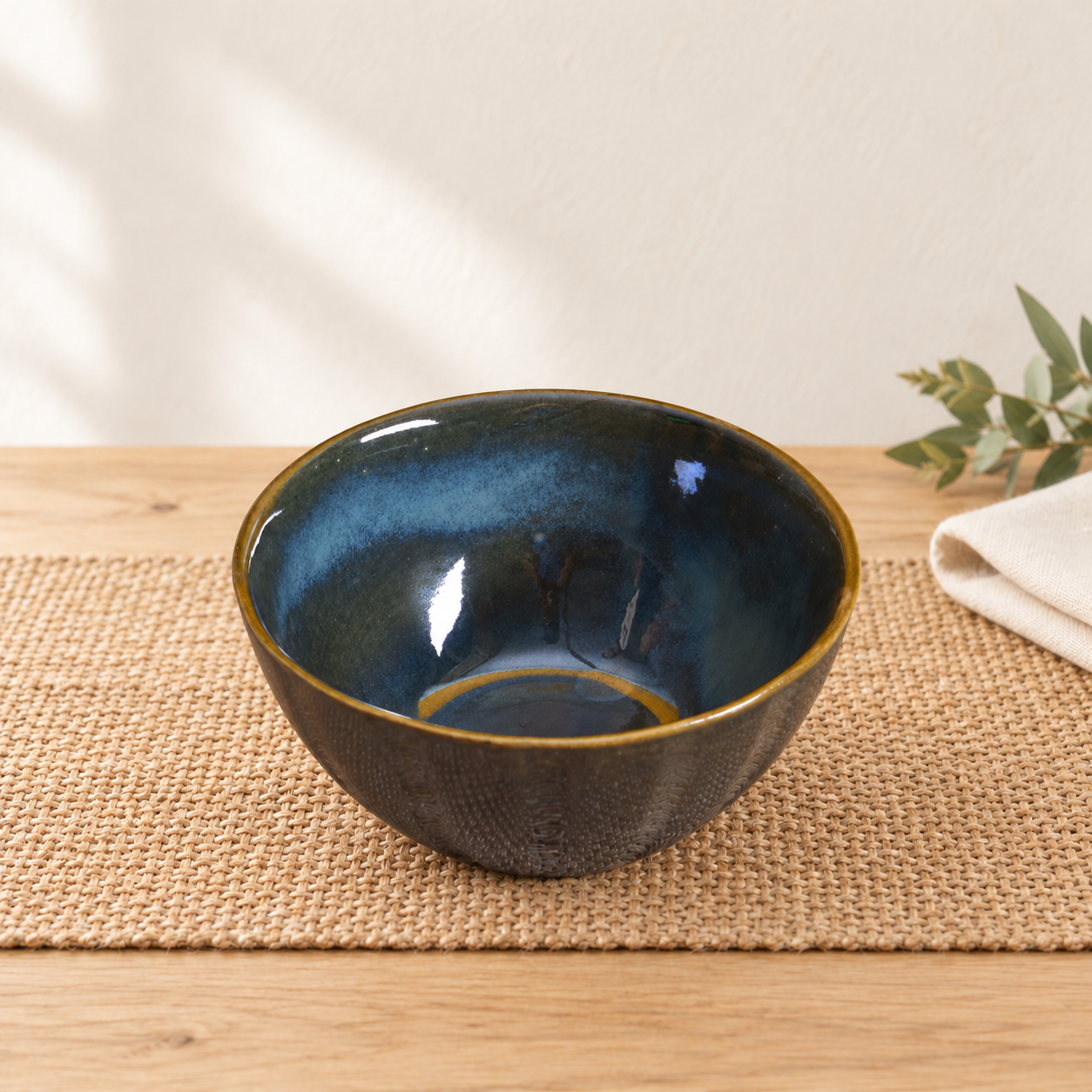 Kunhar Glazed Studio Pottery Ceramic Bowl - 1000 ML, 1 Piece, Charcoal Grey