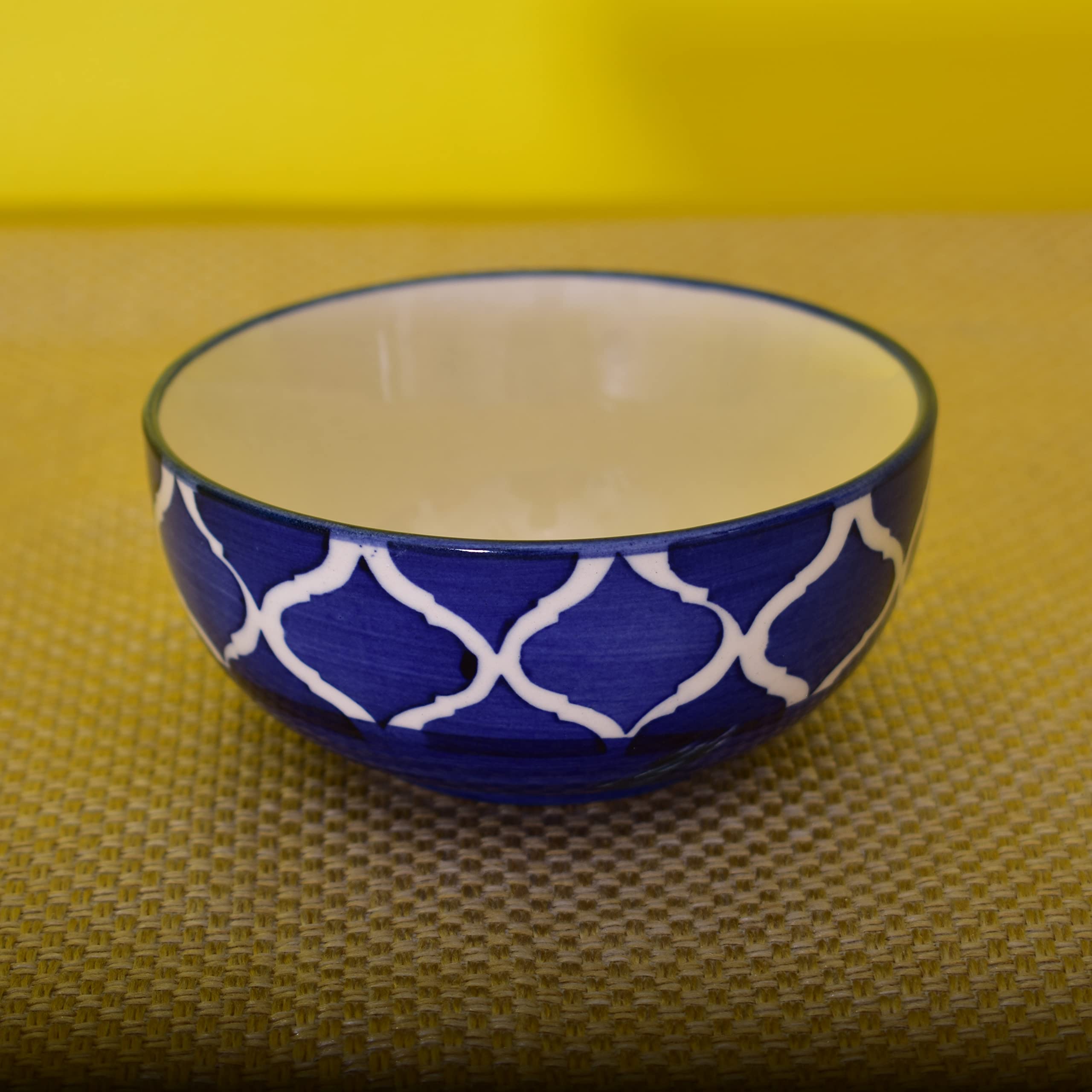 Kunhar Ceramic Hand Painted Dessert Bowls - 200 Ml, 6 Pieces, Blue Chidi - Image 3