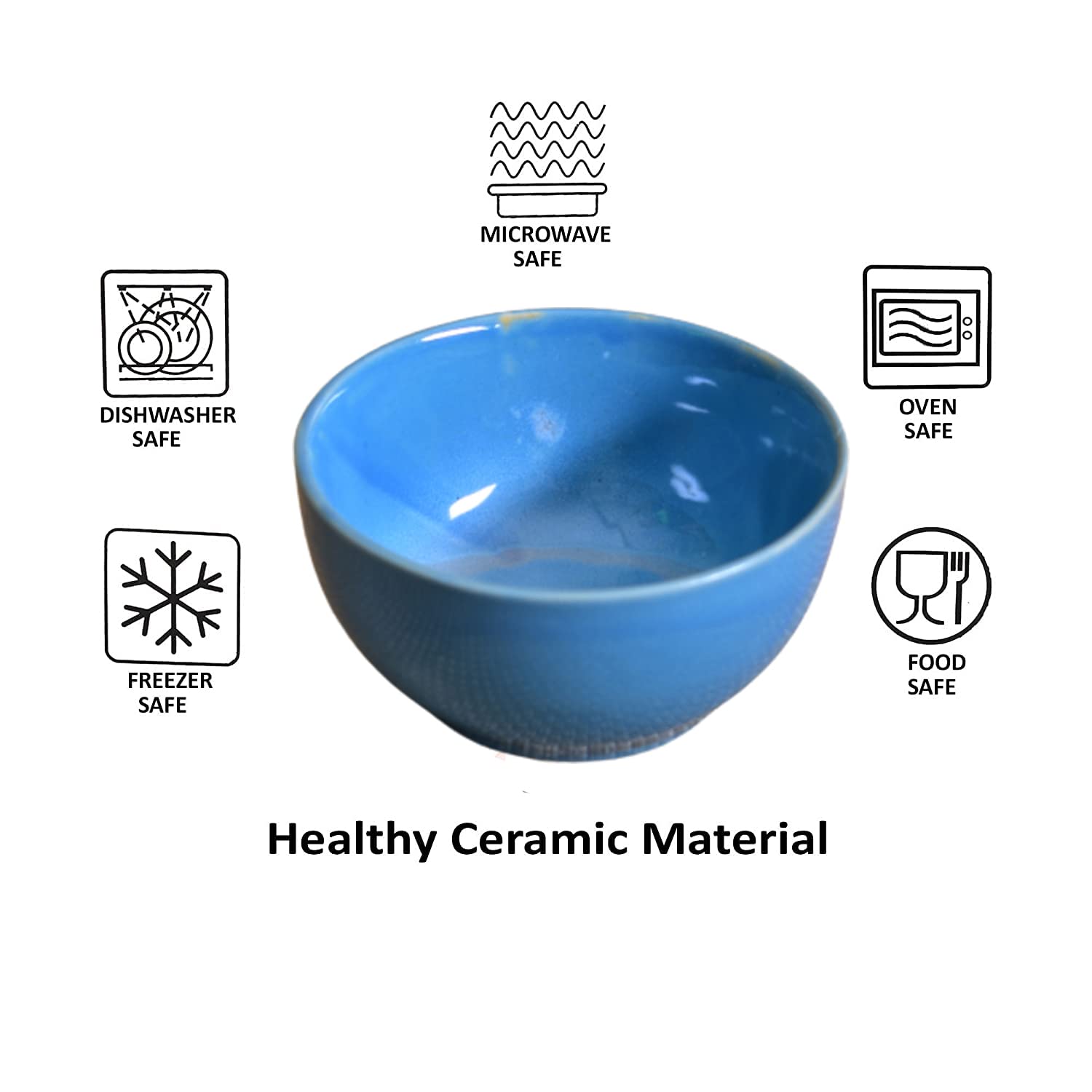 Kunhar Glazed Studio Pottery Ceramic Bowl Set, 250 ML, 2 Pieces Dark Sky Blue - Image 4