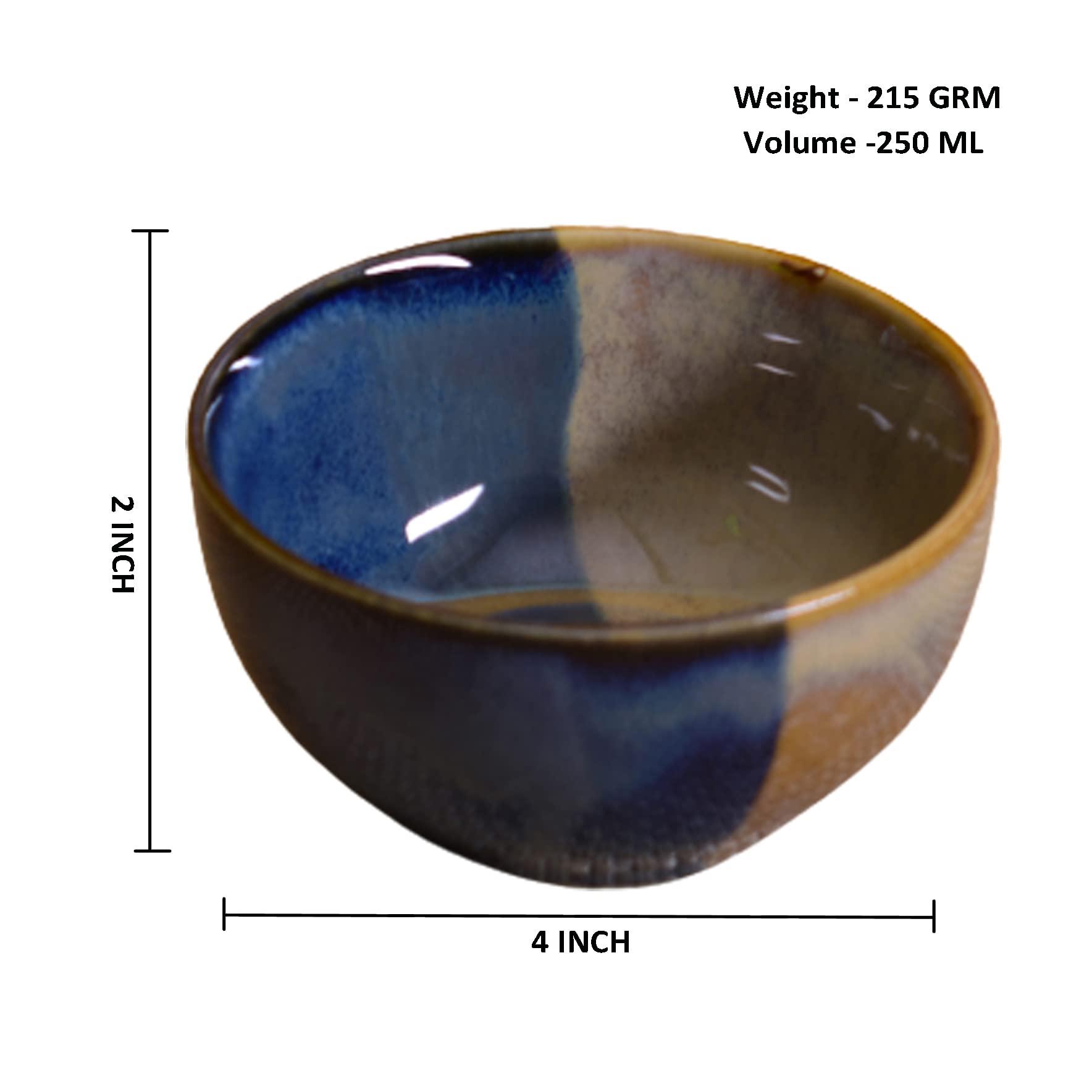 Kunhar Ceramic Bowl - 250 ML, 2 Pieces Pickled Bluewood - Image 2