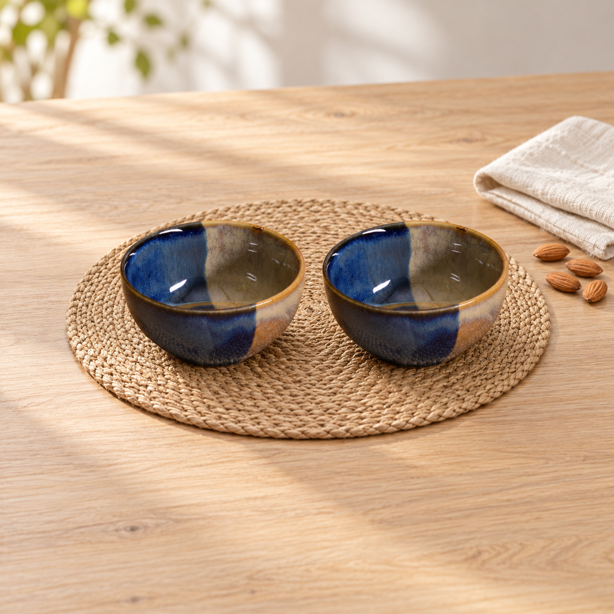 Kunhar Ceramic Bowl - 250 ML, 2 Pieces Pickled Bluewood