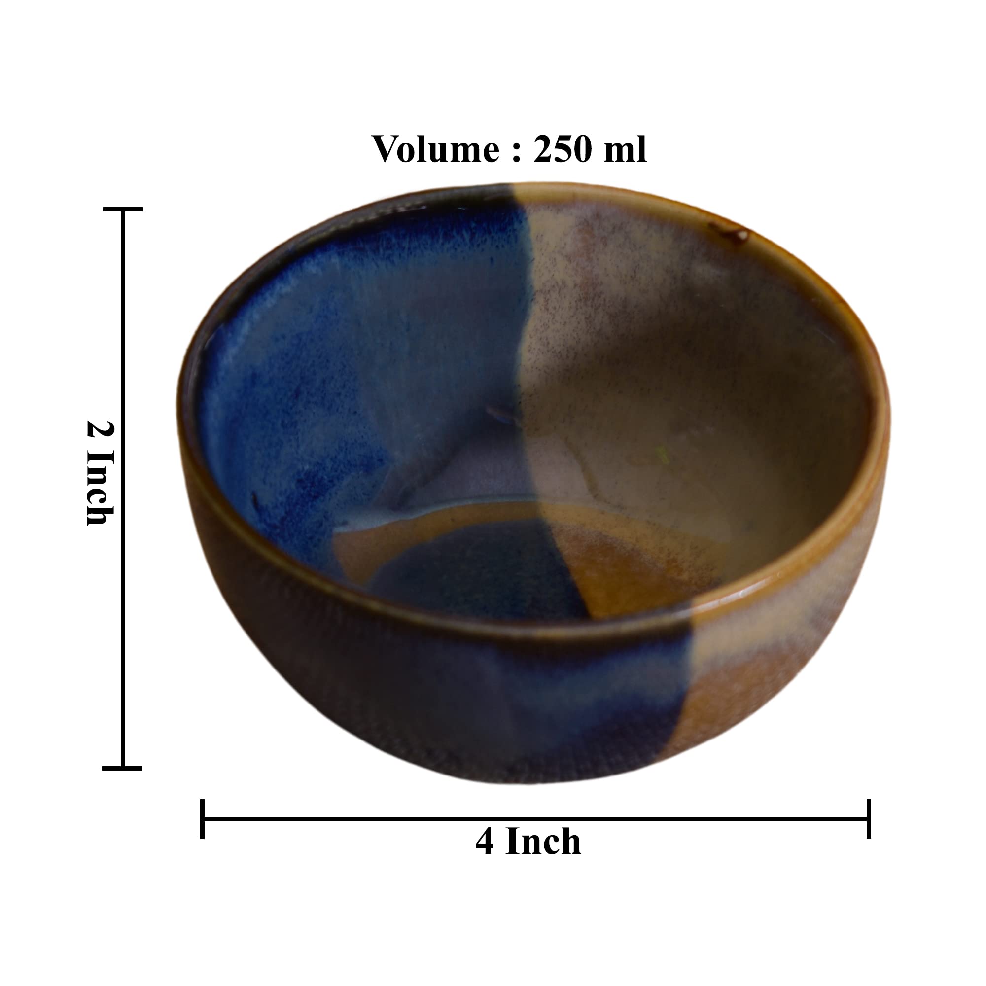 Kunhar Ceramic Bowls Set, 250 ML, 4 Pieces Pickled Bluewood - Image 2