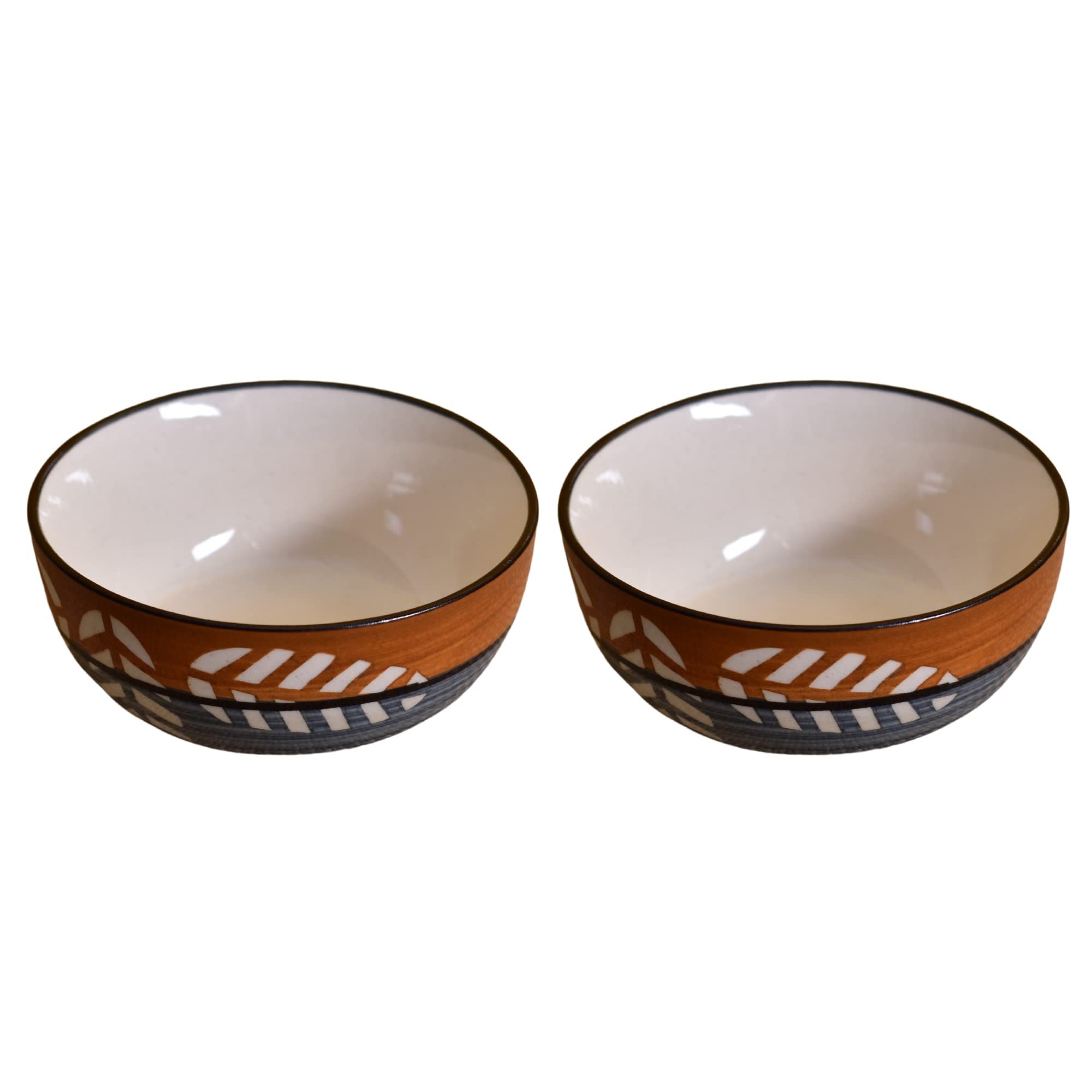 Kunhar Ceramic Hand Painted Dessert Bowls - 200 Ml, 6 Pieces, Brown Grey - Image 4