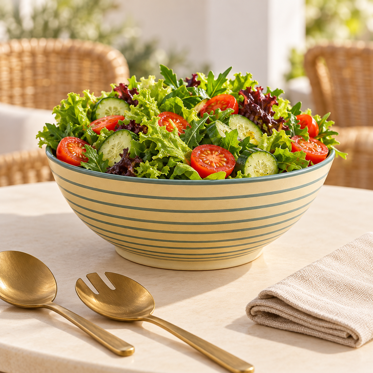 Kunhar Ceramic Serving Bowl, 2 Litre, 1 Piece, Warm Cream with Grey-Green Rings - Image 4