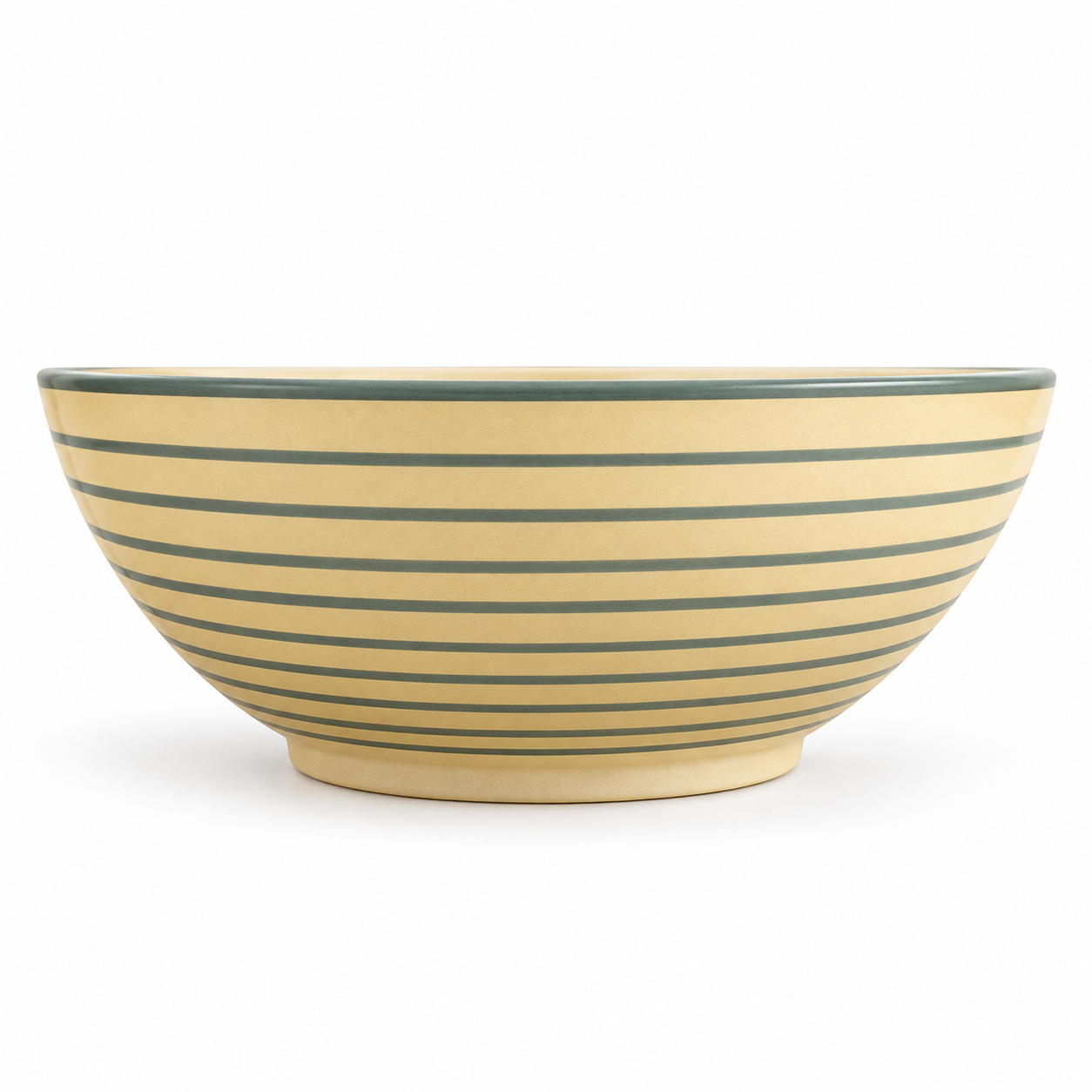 Kunhar Ceramic Serving Bowl, 2 Litre, 1 Piece, Warm Cream with Grey-Green Rings - Image 6