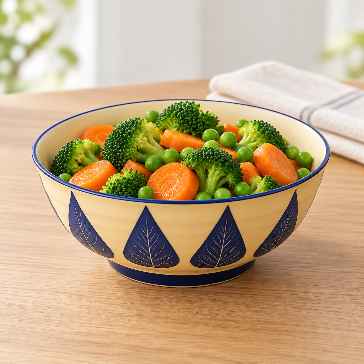 Kunhar Ceramic Serving Bowl, Fruit Bowl for Dinning Table (White Blue Leaf, 2 Liter) - 1 Piece - Image 4
