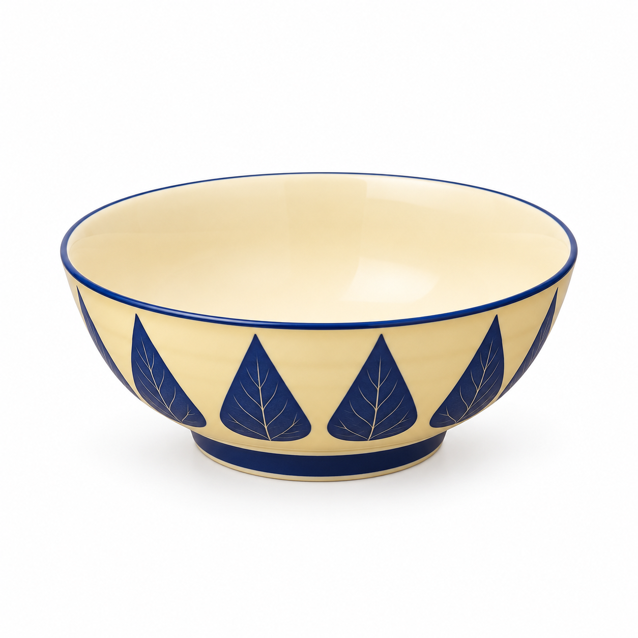 Kunhar Ceramic Serving Bowl, Fruit Bowl for Dinning Table (White Blue Leaf, 2 Liter) - 1 Piece - Image 6