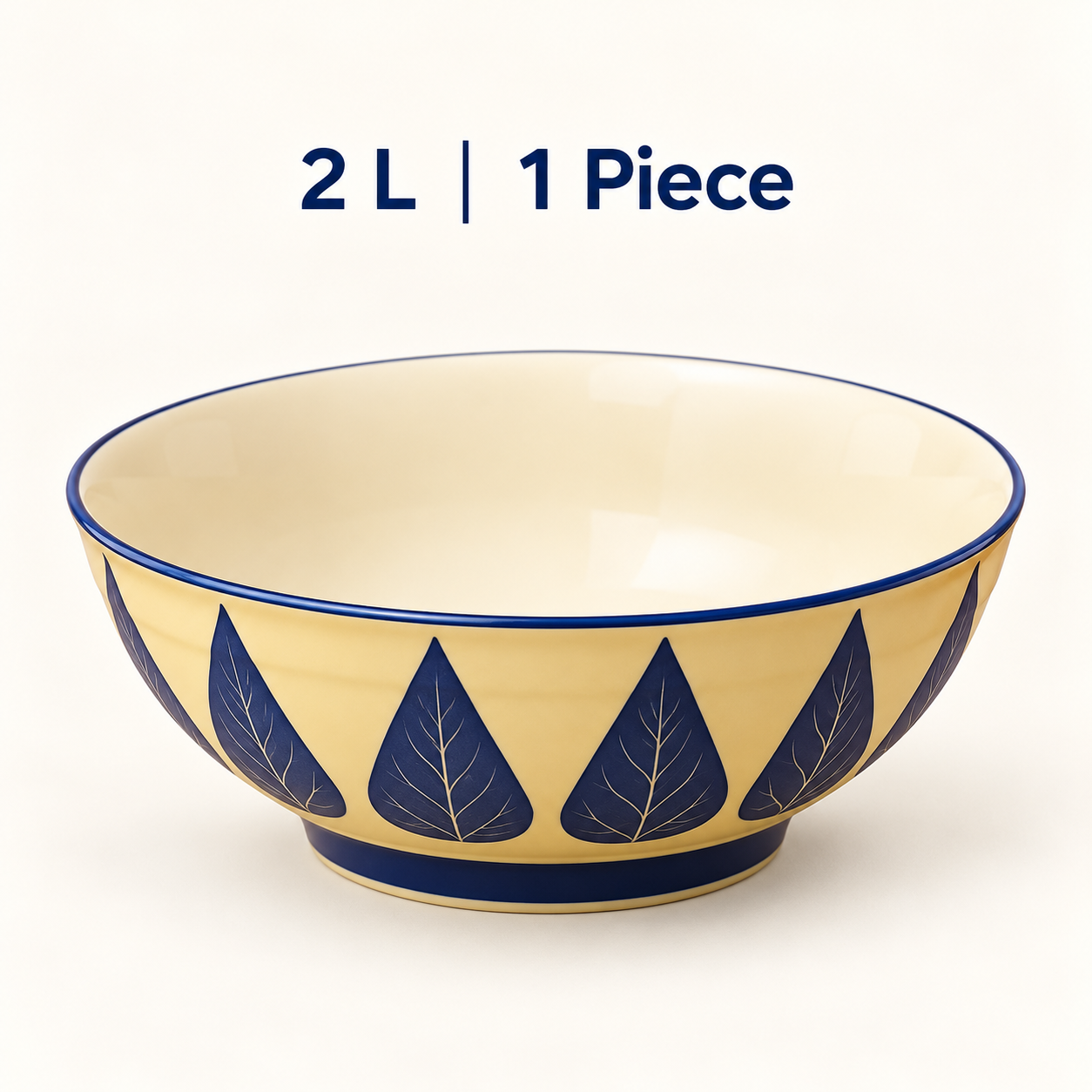 Kunhar Ceramic Serving Bowl, Fruit Bowl for Dinning Table (White Blue Leaf, 2 Liter) - 1 Piece - Image 7