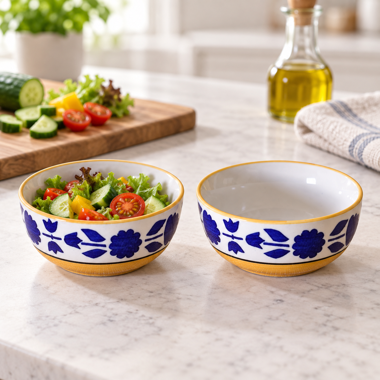 KunhaR Ceramic Serving Bowls, 400 ml Each, Set of 2, Yellow, Small Bowls for Soup, Rice, Curry, Snacks and Desserts - Image 4
