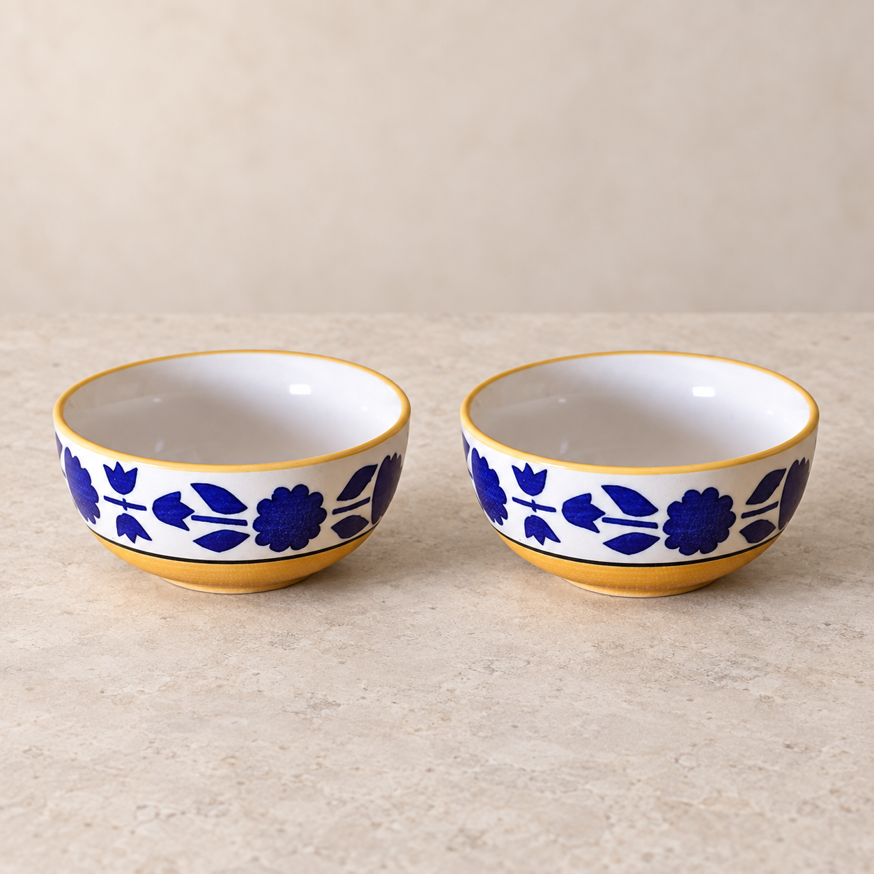 KunhaR Ceramic Serving Bowls, 400 ml Each, Set of 2, Yellow, Small Bowls for Soup, Rice, Curry, Snacks and Desserts - Image 6