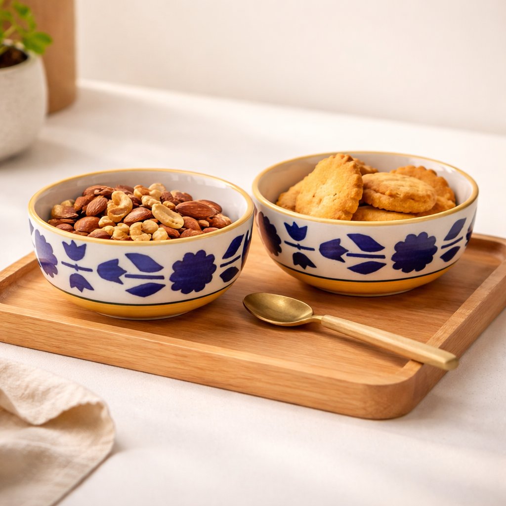 Kunhar Ceramic Serving Bowls (Yellow, 400 ml) - 2 Pieces - Image 4