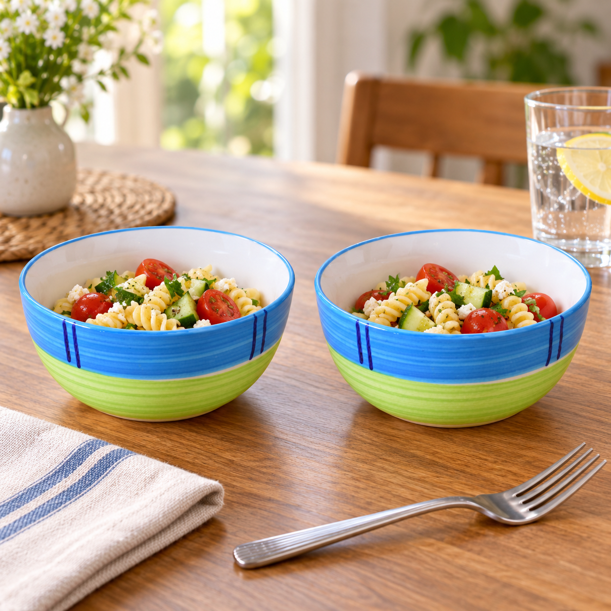 KunhaR Ceramic Serving Bowls, 400 ml Each, Set of 2, Green, Small Bowls for Soup, Rice, Curry, Snacks and Desserts - Image 3