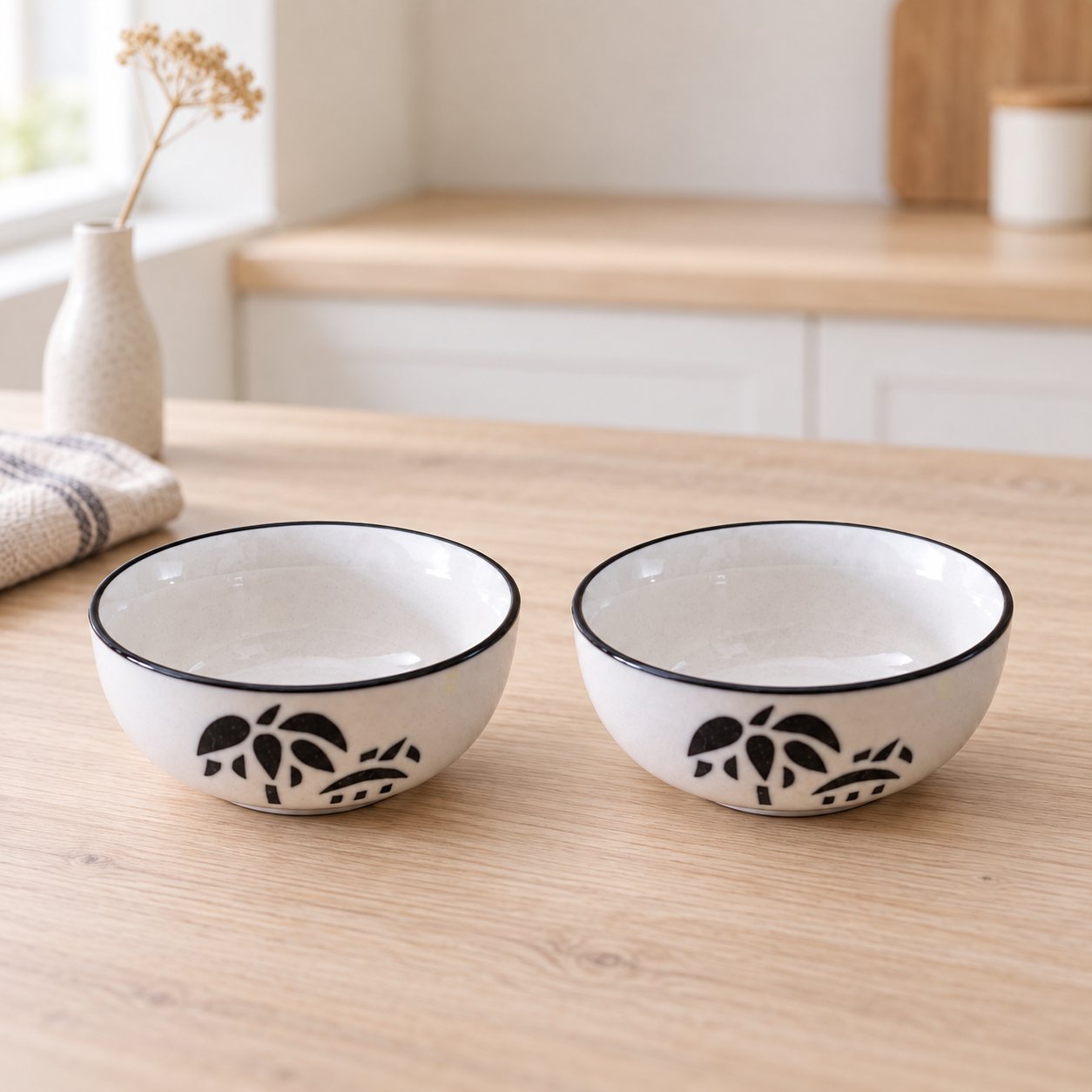 KunhaR Ceramic Serving Bowls, 400 ml Each, Set of 2, Coconut White, Small Bowls for Soup, Rice, Curry, Snacks and Desserts - Image 2