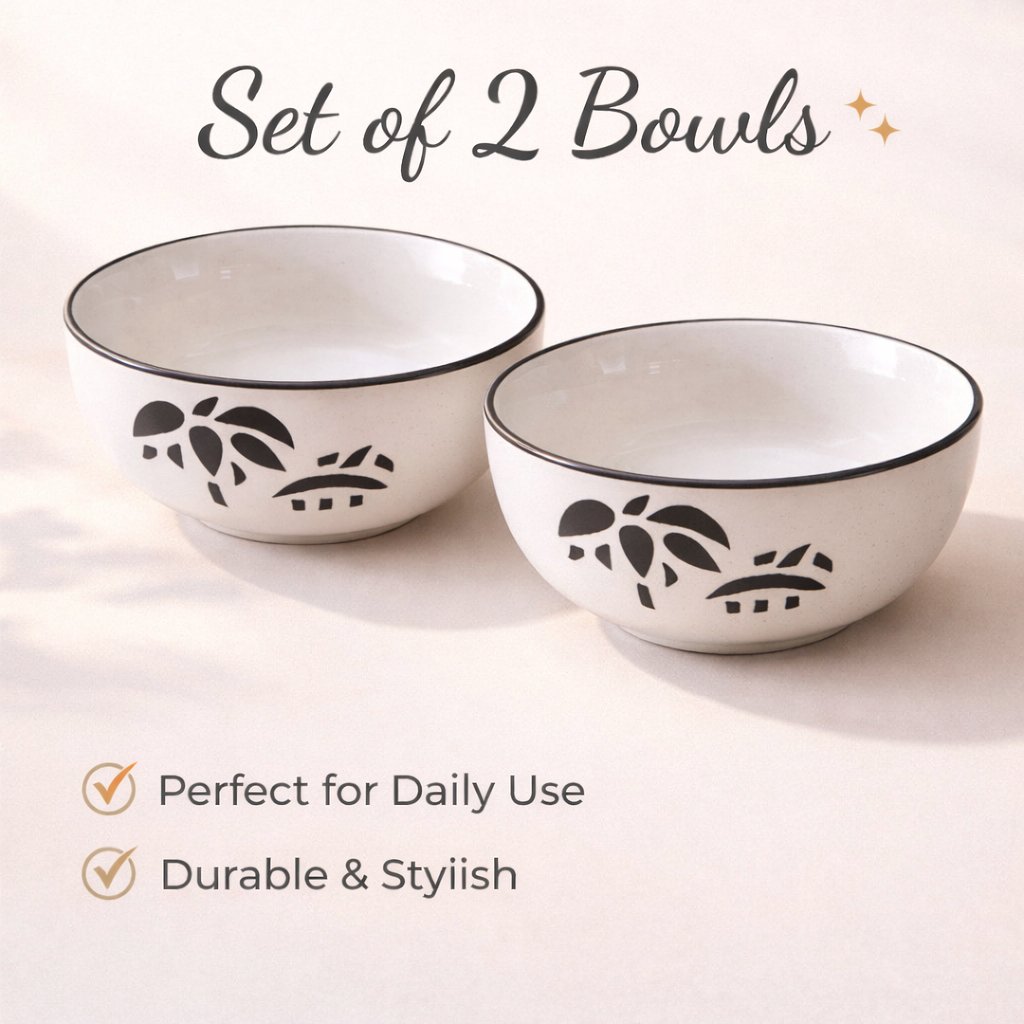 Kunhar Goat Ceramic Serving Bowls (Coconut White, 400 Ml)-2 Pieces,11.4 cm,H_5 cm,W_11.4 cm - Image 6