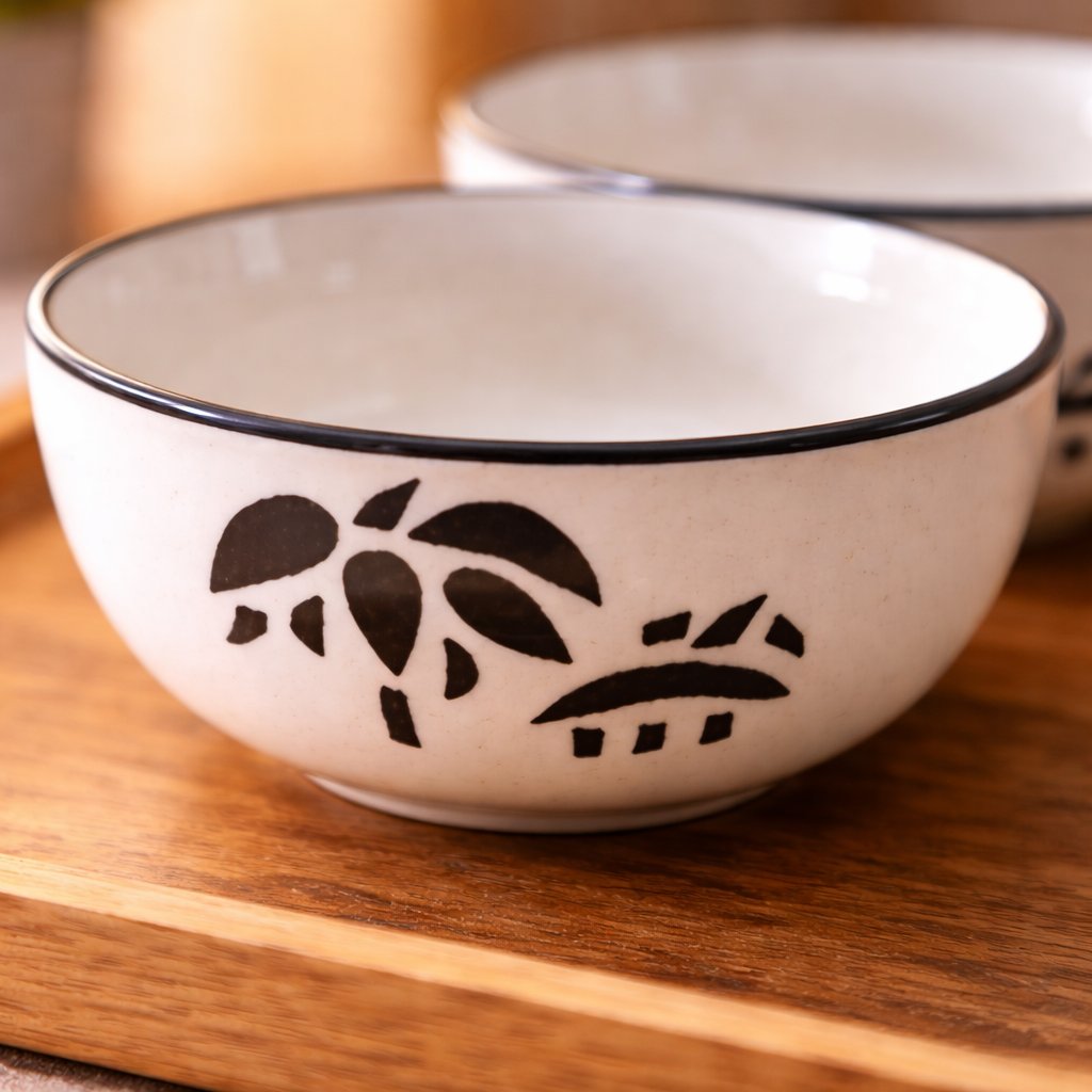 Kunhar Goat Ceramic Serving Bowls (Coconut White, 400 Ml)-2 Pieces,11.4 cm,H_5 cm,W_11.4 cm - Image 5