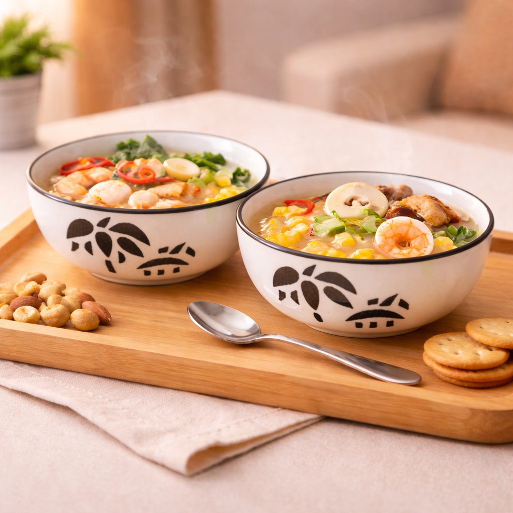 Kunhar Goat Ceramic Serving Bowls (Coconut White, 400 Ml)-2 Pieces,11.4 cm,H_5 cm,W_11.4 cm - Image 4