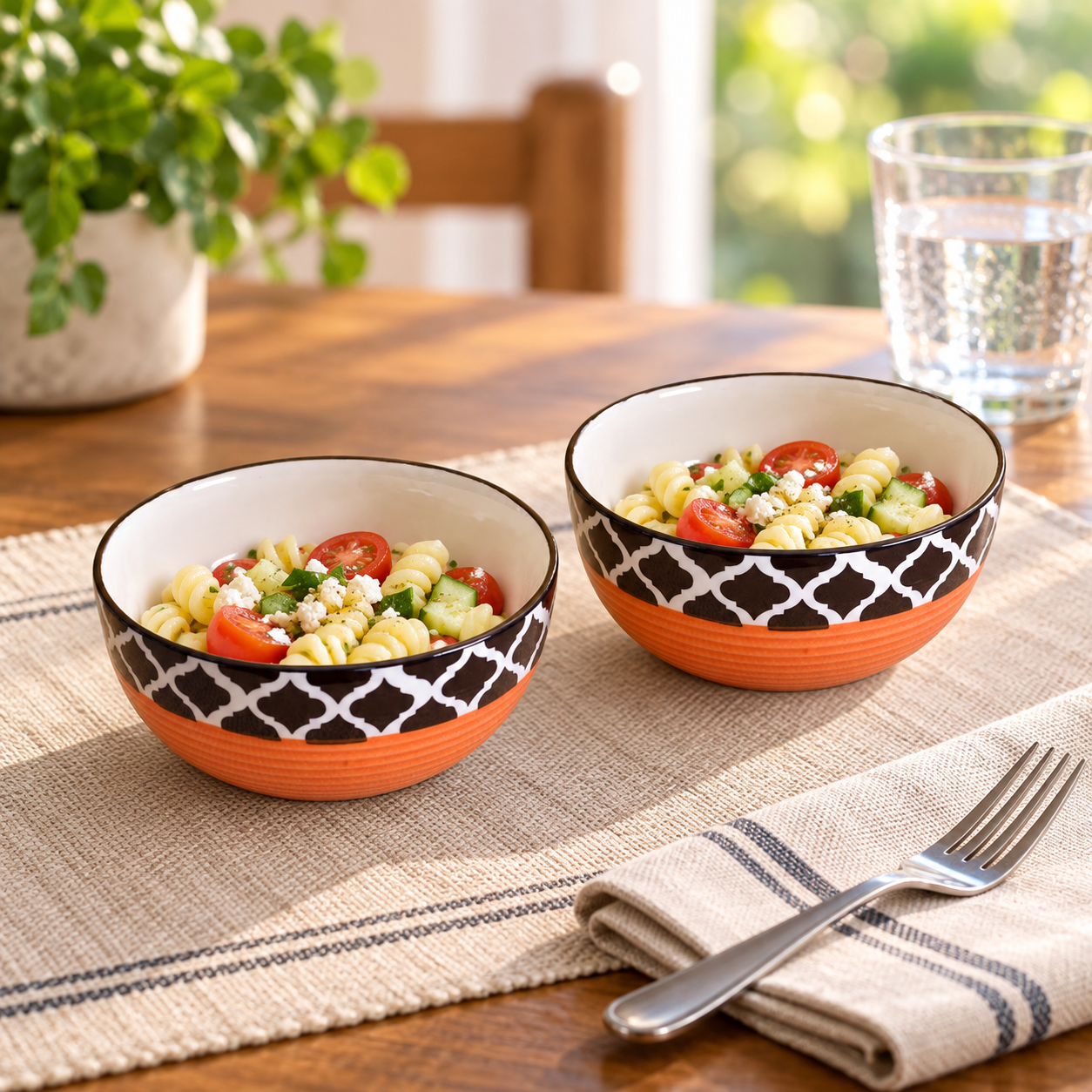 KunhaR Ceramic Serving Bowls, 400 ml Each, Set of 2, Red Chidi, Small Bowls for Soup, Rice, Curry, Snacks and Desserts - Image 3