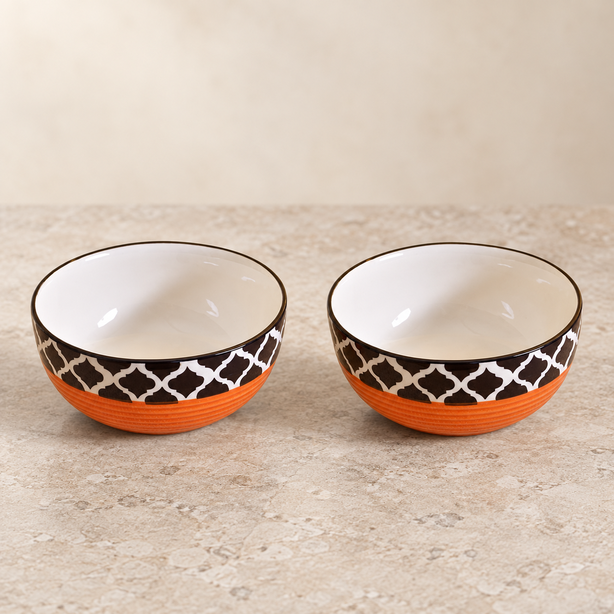 KunhaR Ceramic Serving Bowls, 400 ml Each, Set of 2, Red Chidi, Small Bowls for Soup, Rice, Curry, Snacks and Desserts - Image 6