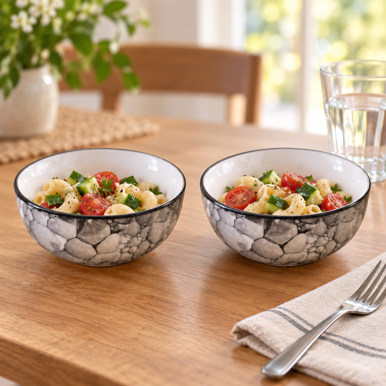 KunhaR Ceramic Serving Bowls, 400 ml Each, Set of 2, Black Luster, Small Bowls for Soup, Rice, Curry, Snacks and Desserts - Image 3