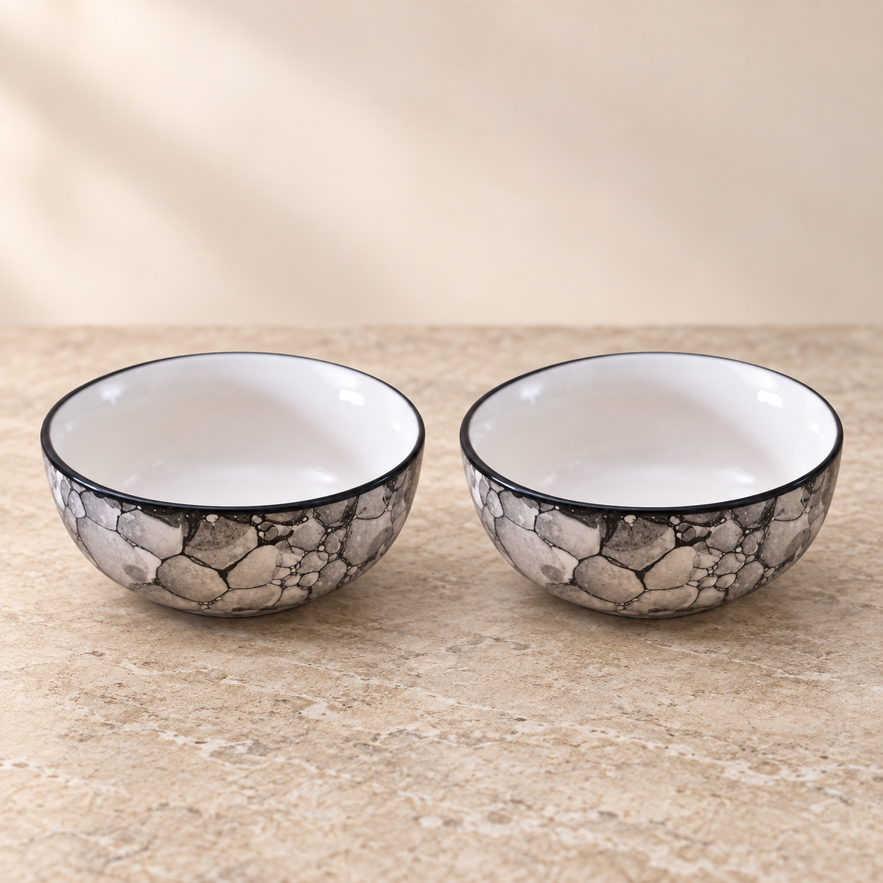 KunhaR Ceramic Serving Bowls, 400 ml Each, Set of 2, Black Luster, Small Bowls for Soup, Rice, Curry, Snacks and Desserts - Image 6