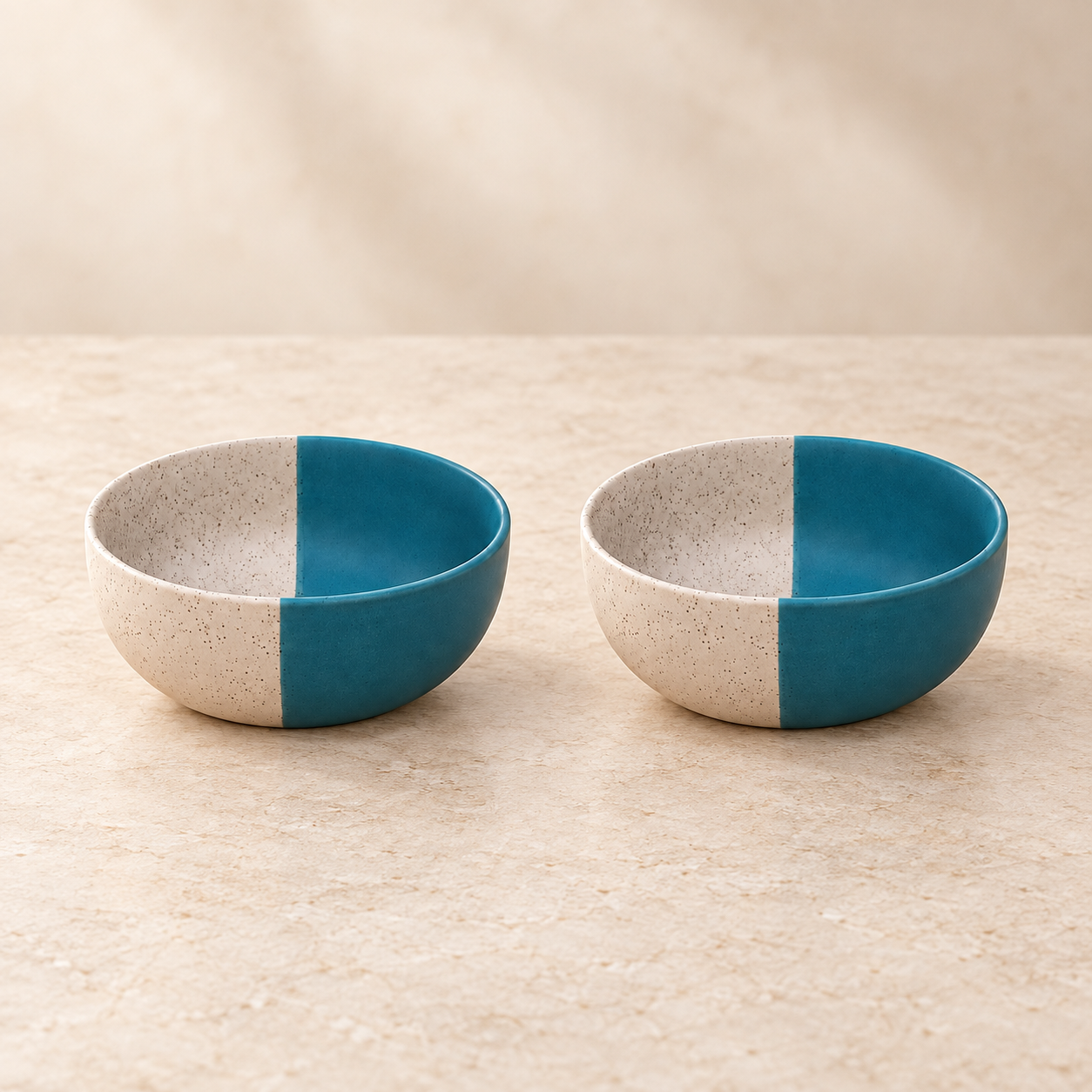 KunhaR Ceramic Serving Bowls, 400 ml Each, Set of 2, White Dusty Blue, Small Bowls for Soup, Rice, Curry, Snacks and Desserts - Image 6