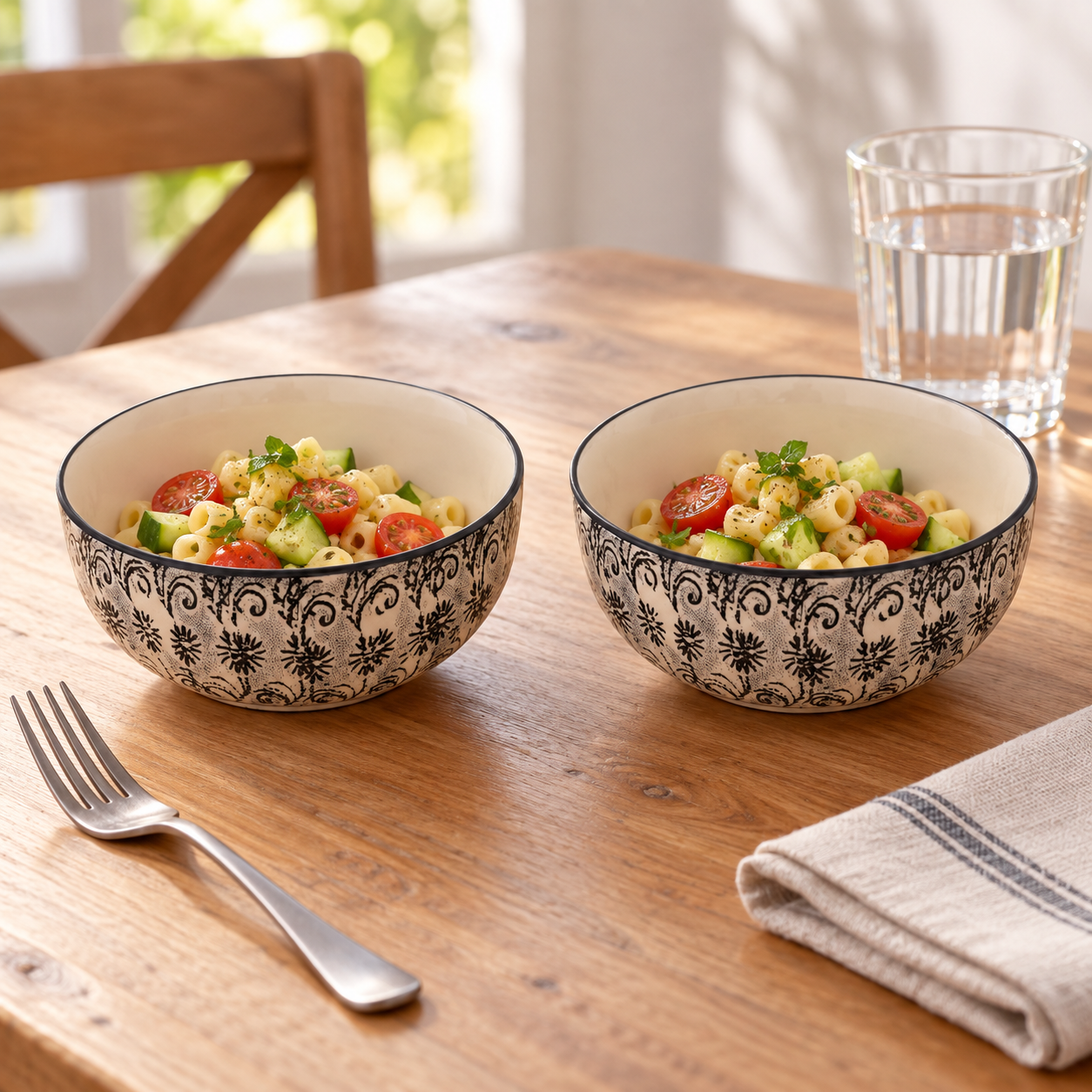 KunhaR Ceramic Serving Bowls, 400 ml Each, Set of 2, White Black, Small Bowls for Soup, Rice, Curry, Snacks and Desserts - Image 5