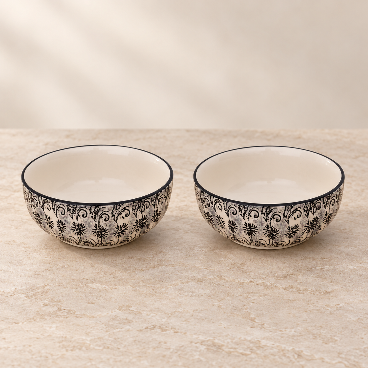 KunhaR Ceramic Serving Bowls, 400 ml Each, Set of 2, White Black, Small Bowls for Soup, Rice, Curry, Snacks and Desserts - Image 6