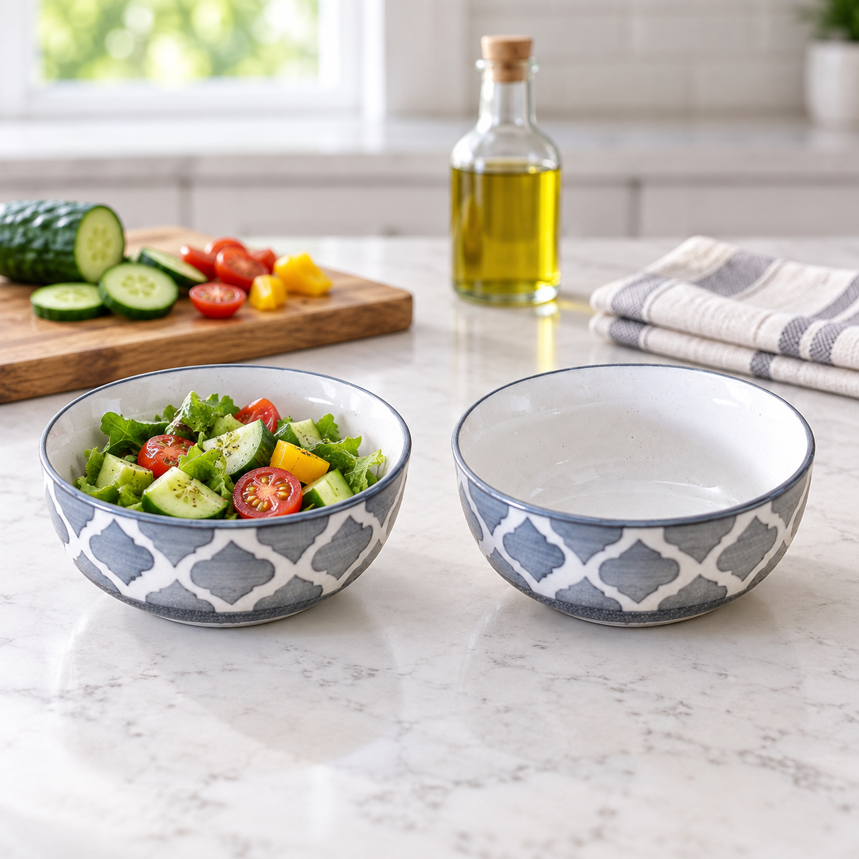 KunhaR Ceramic Serving Bowls, 400 ml Each, Set of 2, Grey, Small Bowls for Soup, Rice, Curry, Snacks and Desserts - Image 5