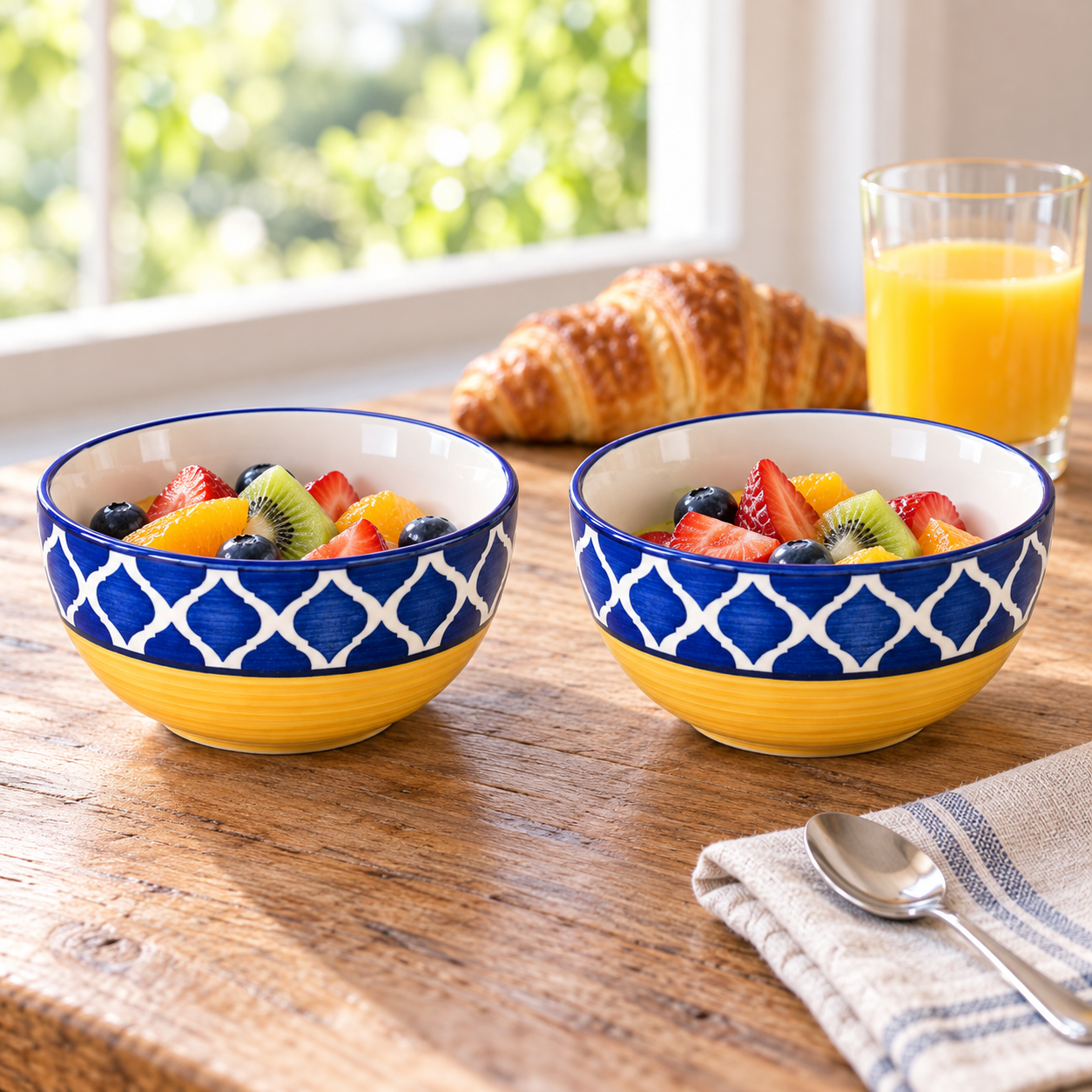 KunhaR Ceramic Serving Bowls, 400 ml Each, Set of 2, Yellow Blue, Small Bowls for Soup, Rice, Curry, Snacks and Desserts - Image 5
