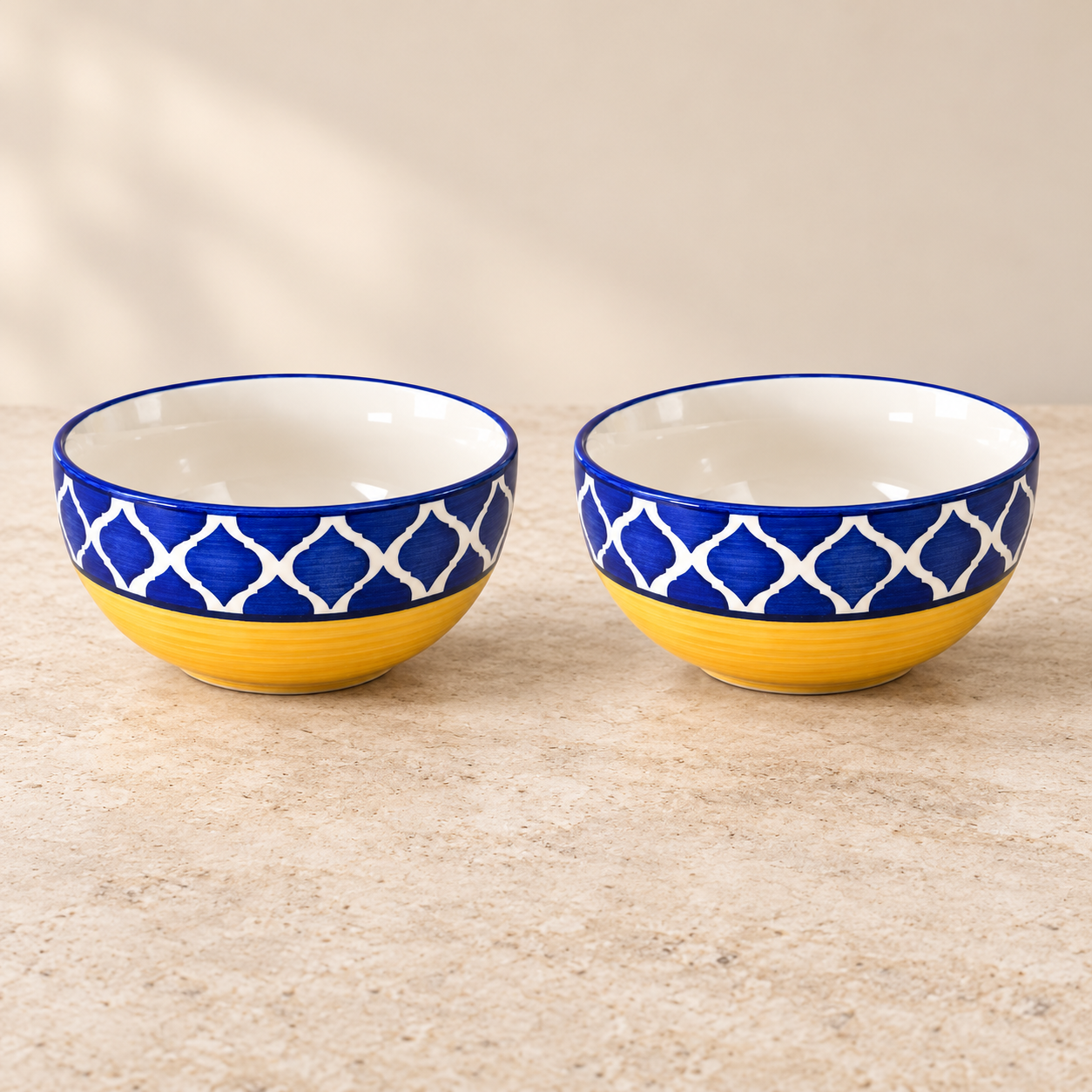 KunhaR Ceramic Serving Bowls, 400 ml Each, Set of 2, Yellow Blue, Small Bowls for Soup, Rice, Curry, Snacks and Desserts - Image 6