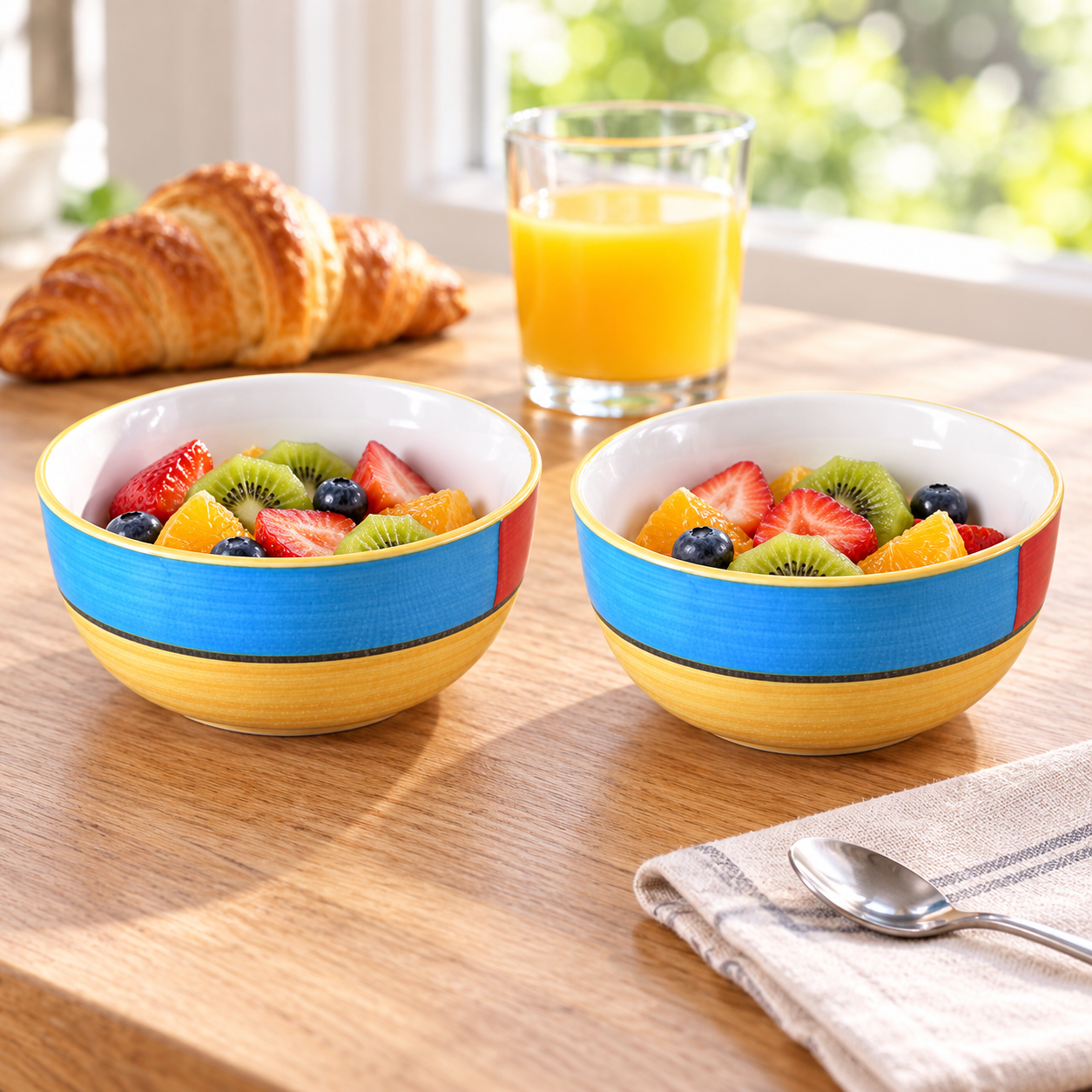 KunhaR Ceramic Serving Bowls, 400 ml Each, Set of 2, Yellow Multi, Small Bowls for Soup, Rice, Curry, Snacks and Desserts - Image 3