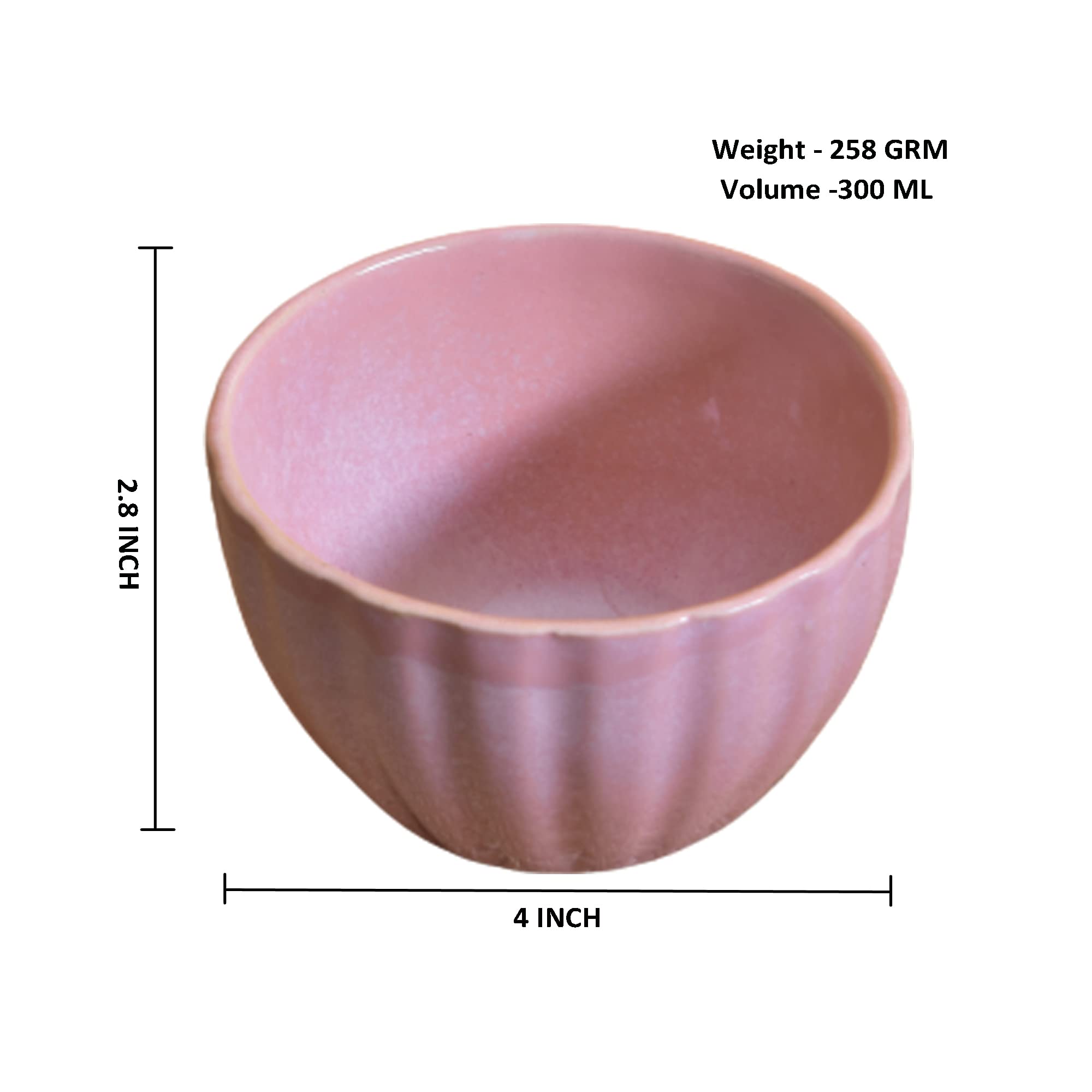 Kunhar Glazed Studio Pottery Ceramic Bowl - 300 ML, 2 Pieces, Cadillac Pink - Image 2