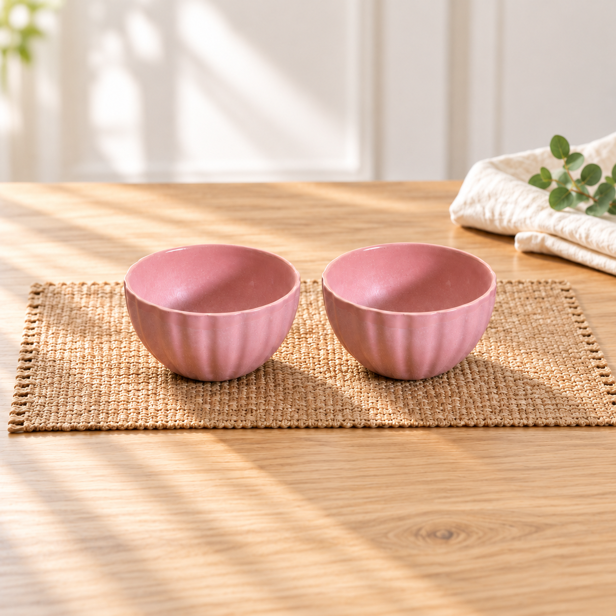 Kunhar Glazed Studio Pottery Ceramic Bowl - 300 ML, 2 Pieces, Cadillac Pink