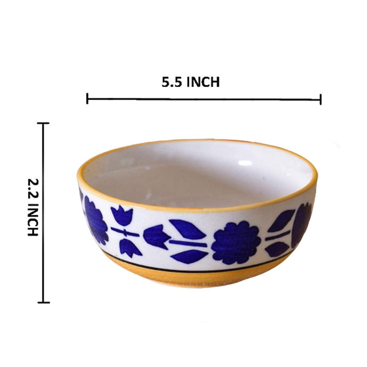 Kunhar Ceramic Serving Bowls (Yellow, 600 ml) - 1 Piece - Image 2