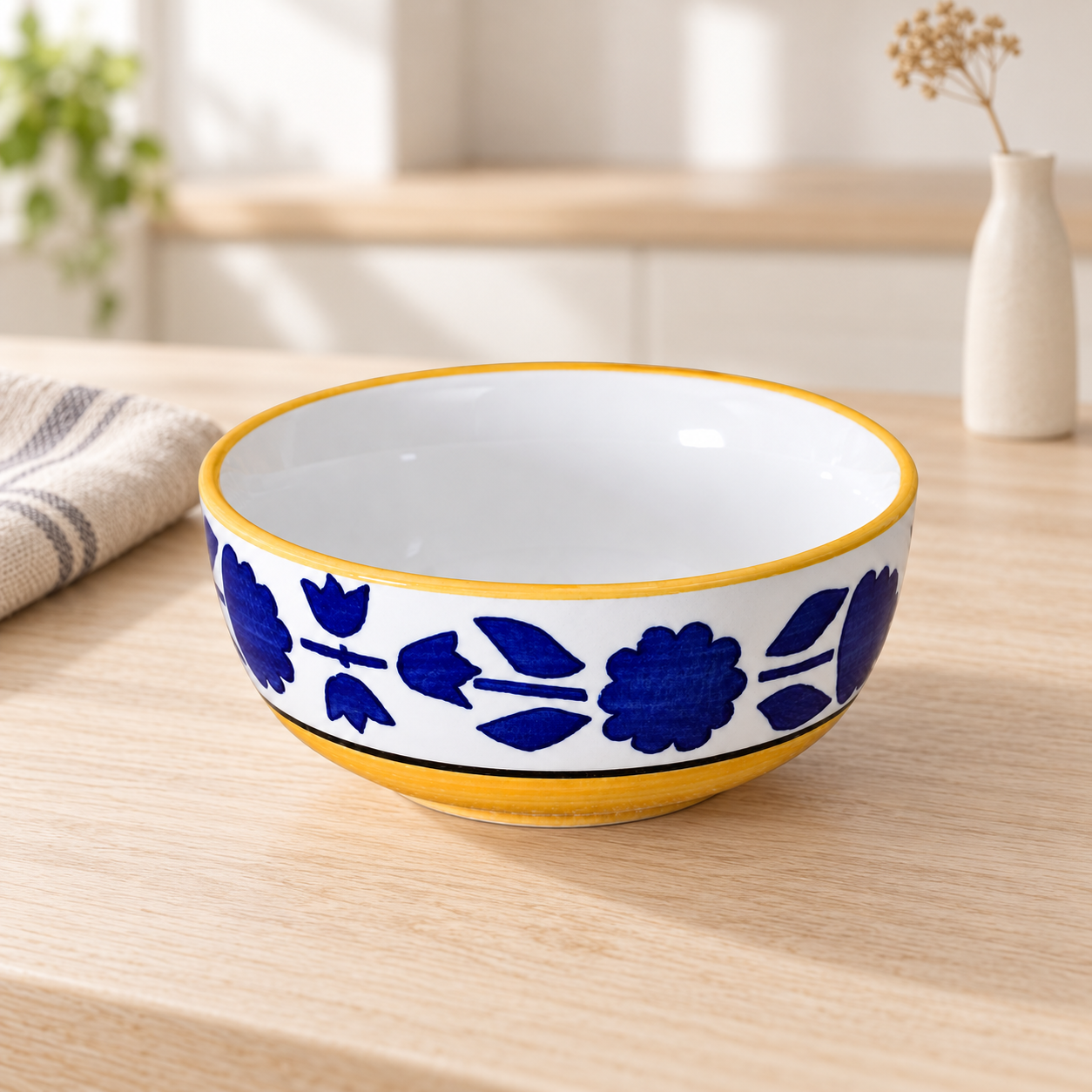 KunhaR Ceramic Serving Bowl, 600 ml, Yellow, Multipurpose Bowl for Mixing, Serving, Salad, Pasta & Snacks, 1 Piece - Image 2