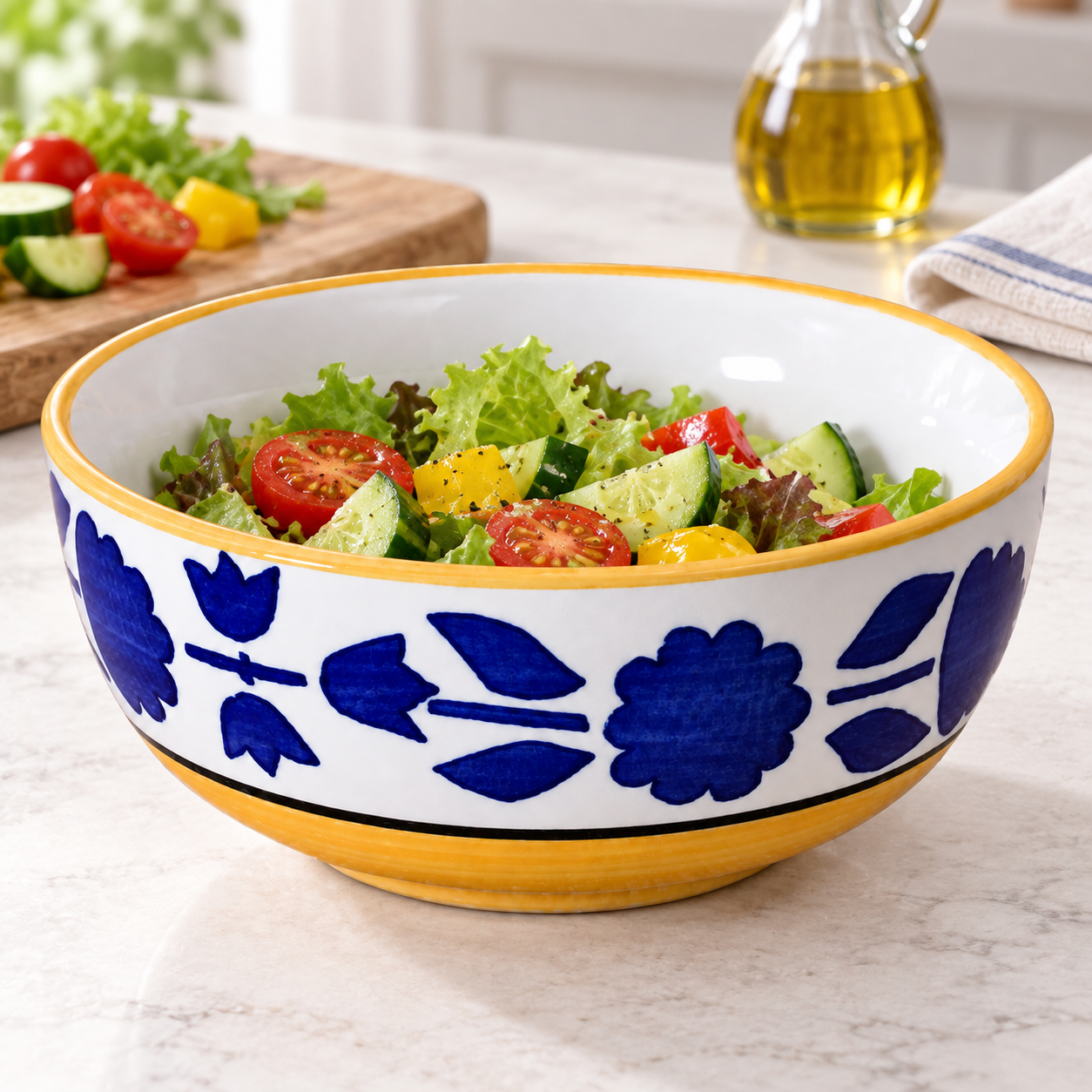KunhaR Ceramic Serving Bowl, 600 ml, Yellow, Multipurpose Bowl for Mixing, Serving, Salad, Pasta & Snacks, 1 Piece - Image 3