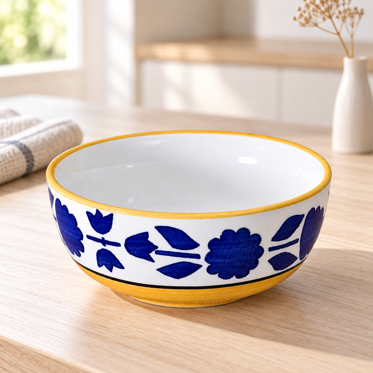 KunhaR Ceramic Serving Bowl, 600 ml, Yellow, Multipurpose Bowl for Mixing, Serving, Salad, Pasta & Snacks, 1 Piece - Image 6