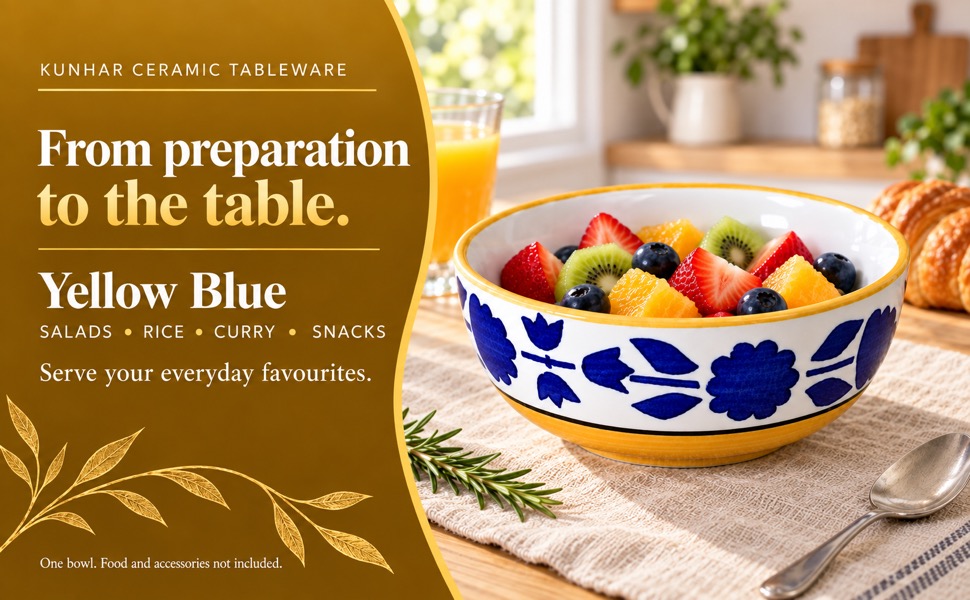 KunhaR Yellow 600 ml ceramic serving bowl everyday uses banner