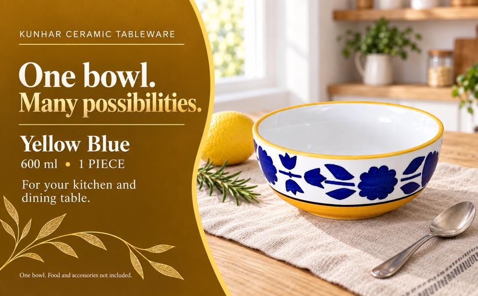 KunhaR Yellow 600 ml ceramic serving bowl closing story banner