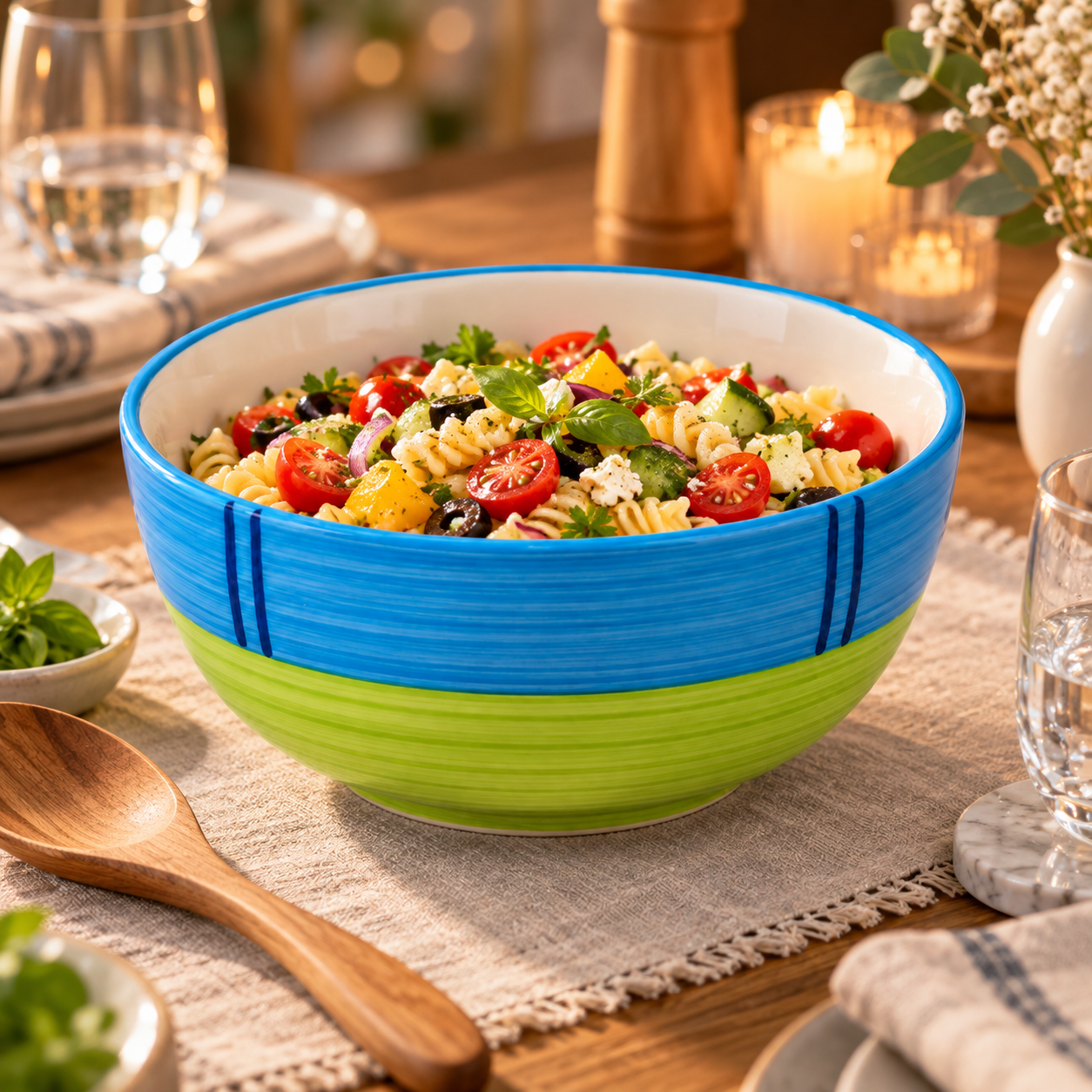 KunhaR Ceramic Serving Bowl, 600 ml, Green, Multipurpose Bowl for Mixing, Serving, Salad, Pasta & Snacks, 1 Piece - Image 3