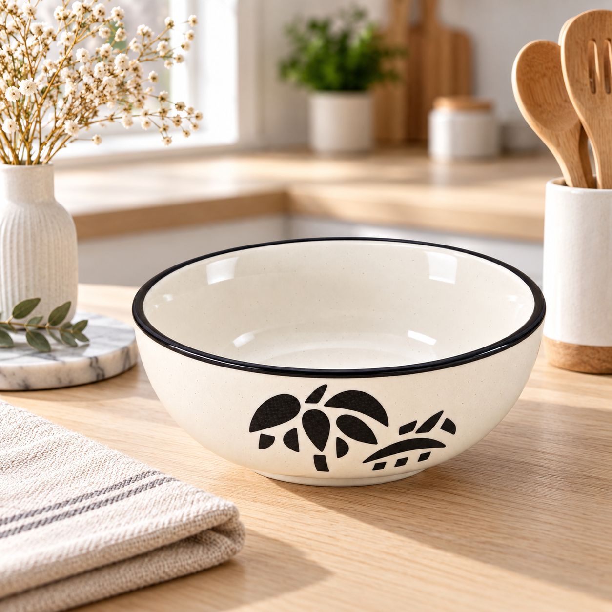 KunhaR Ceramic Serving Bowl, 600 ml, Coconut White, Multipurpose Bowl for Mixing, Serving, Salad, Pasta & Snacks, 1 Piece - Image 2