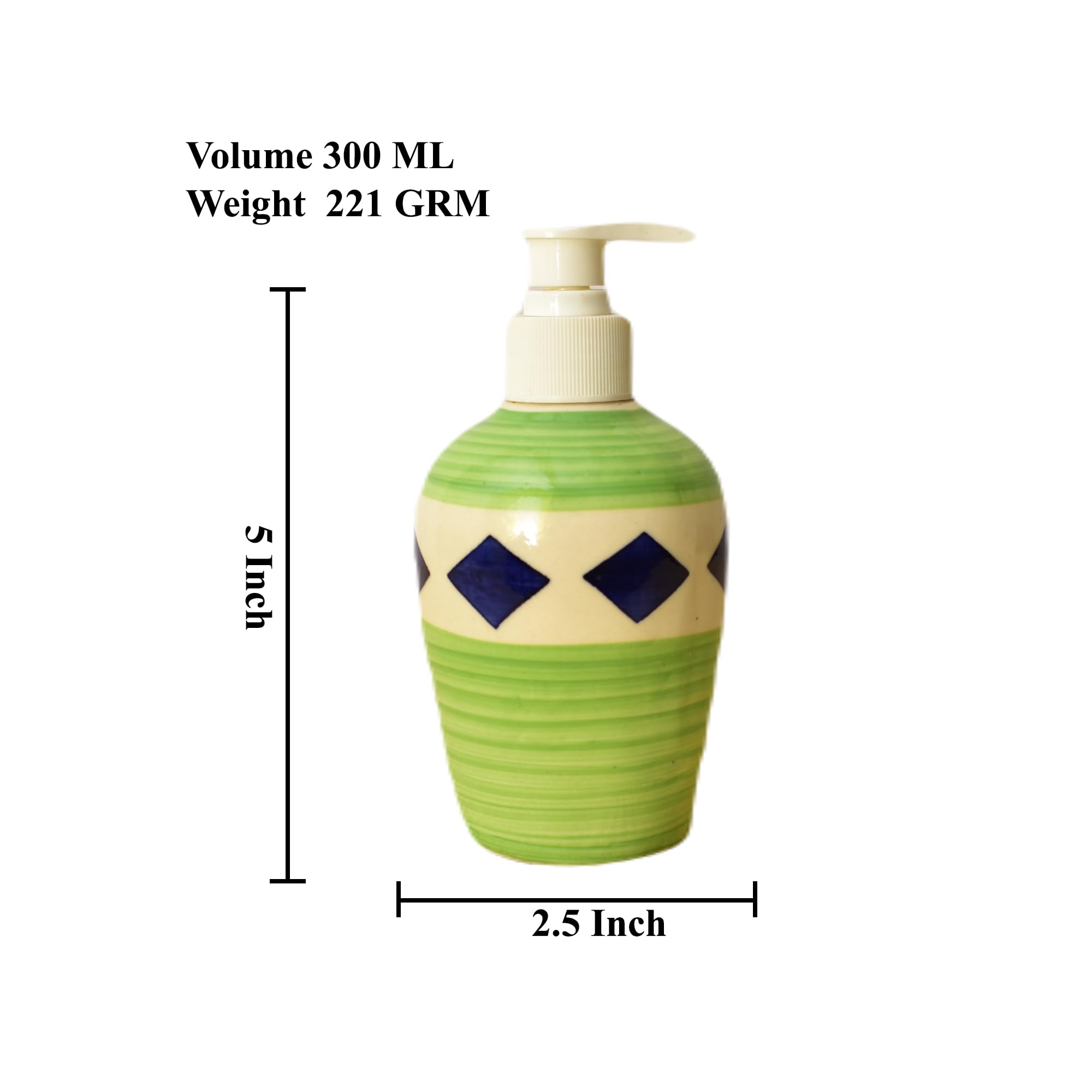 KunhaR Ceramic Long-Lasting Liquid Handwash Soap Dispenser for Bathroom | Handwash Bottle for Kitchen | Soap Dispenser for Wash Basin | Bathroom Accessories | 300 ml, Tan Green, 2 Pieces - Image 2